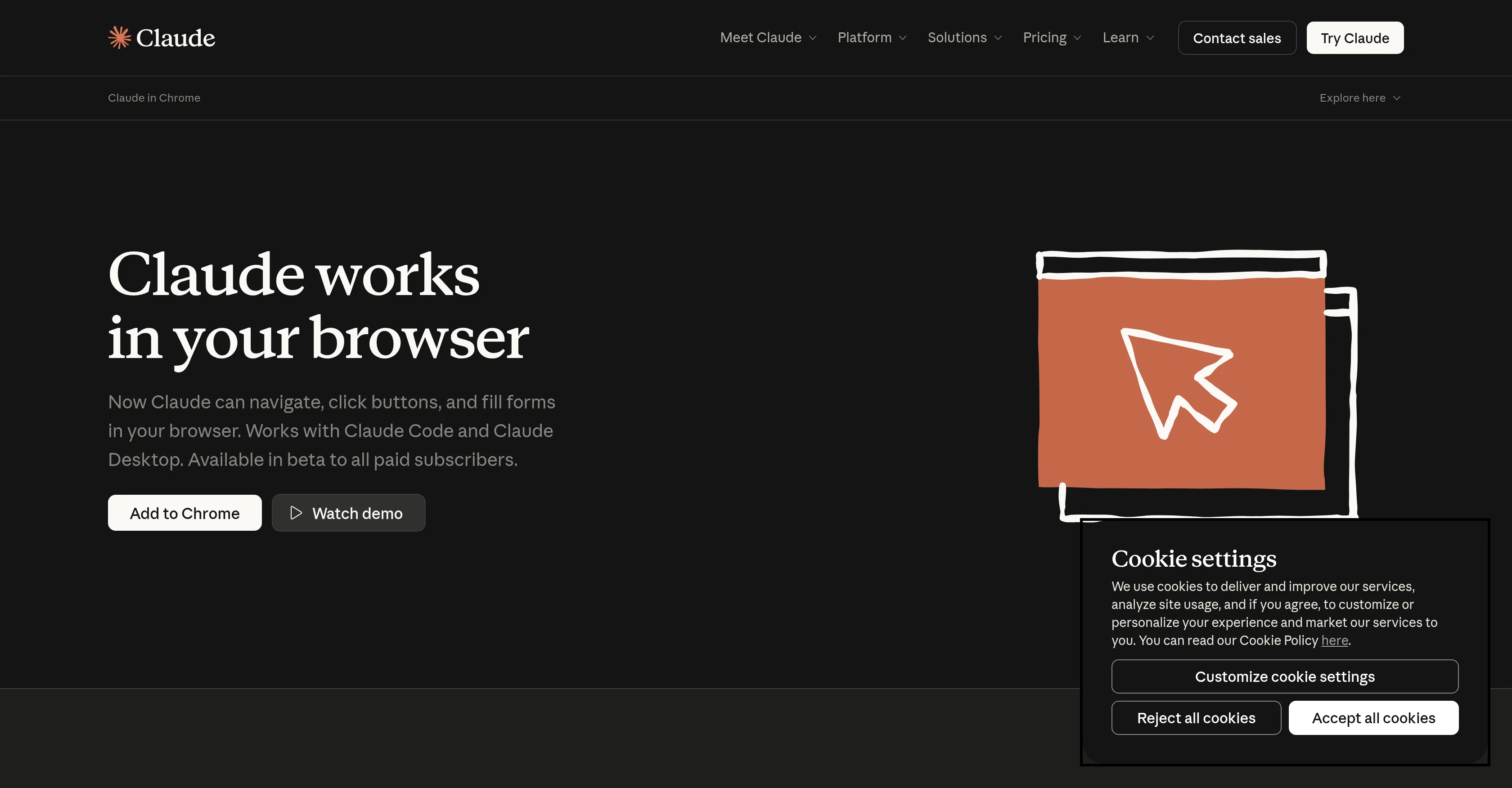 Claude in Chrome website