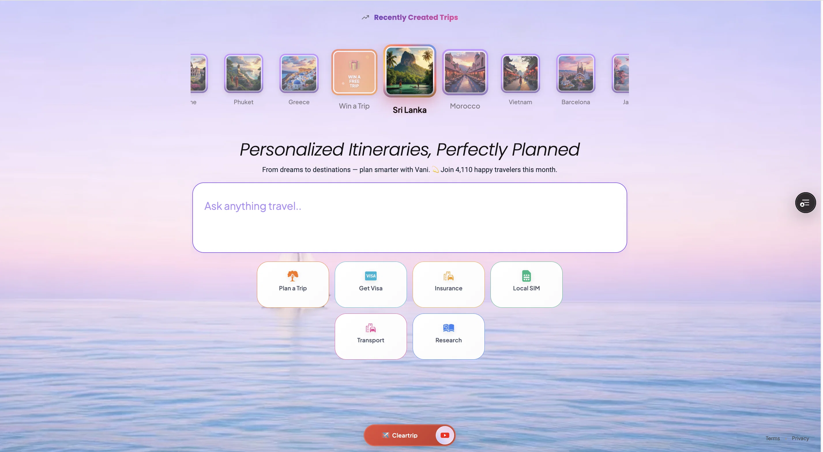 g8trip AI Travel Planner website