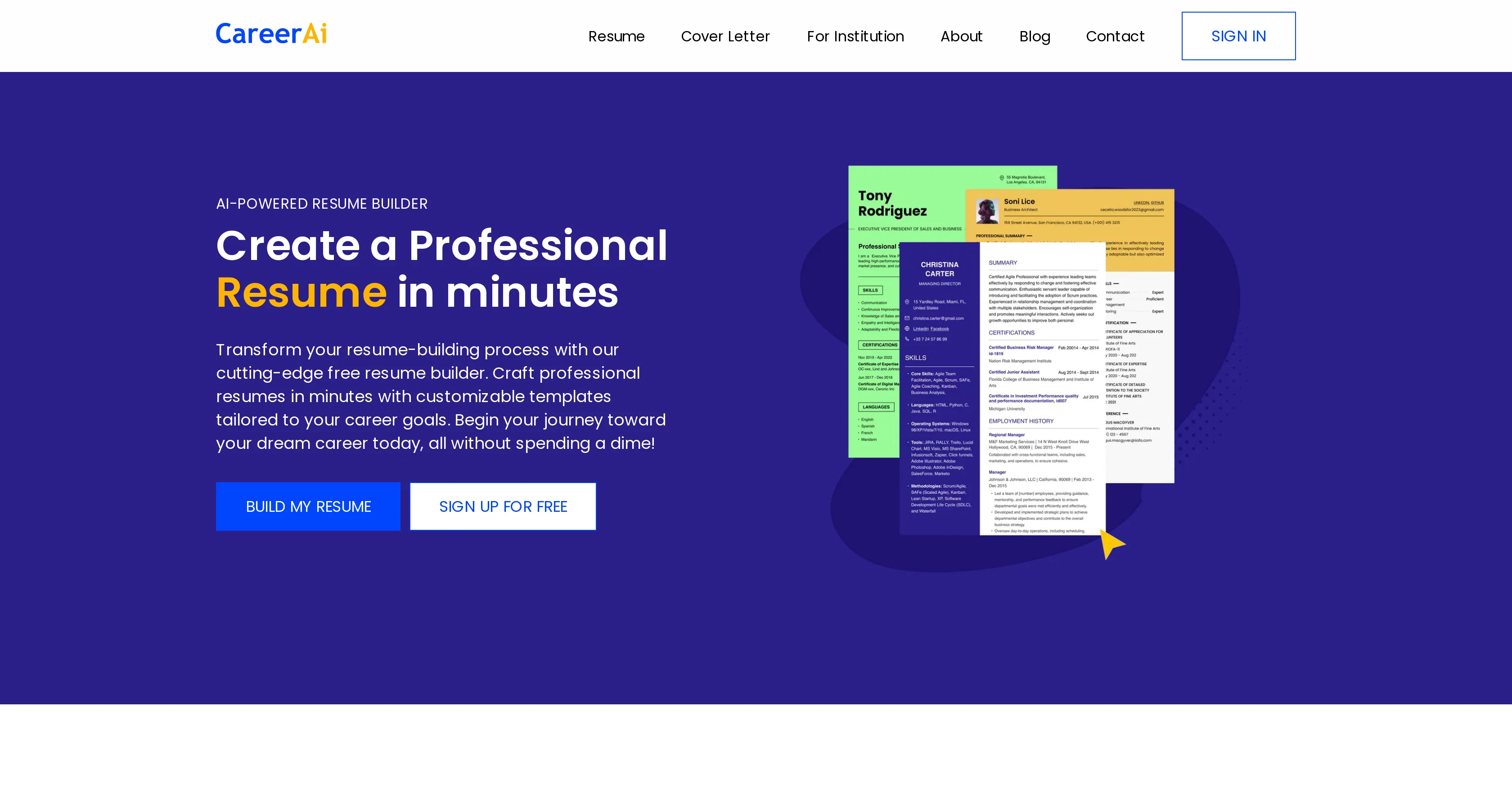 CareerAI website