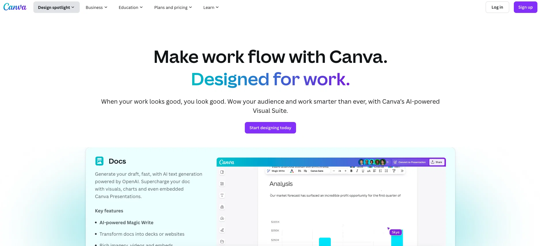 Canva Visual Suite website