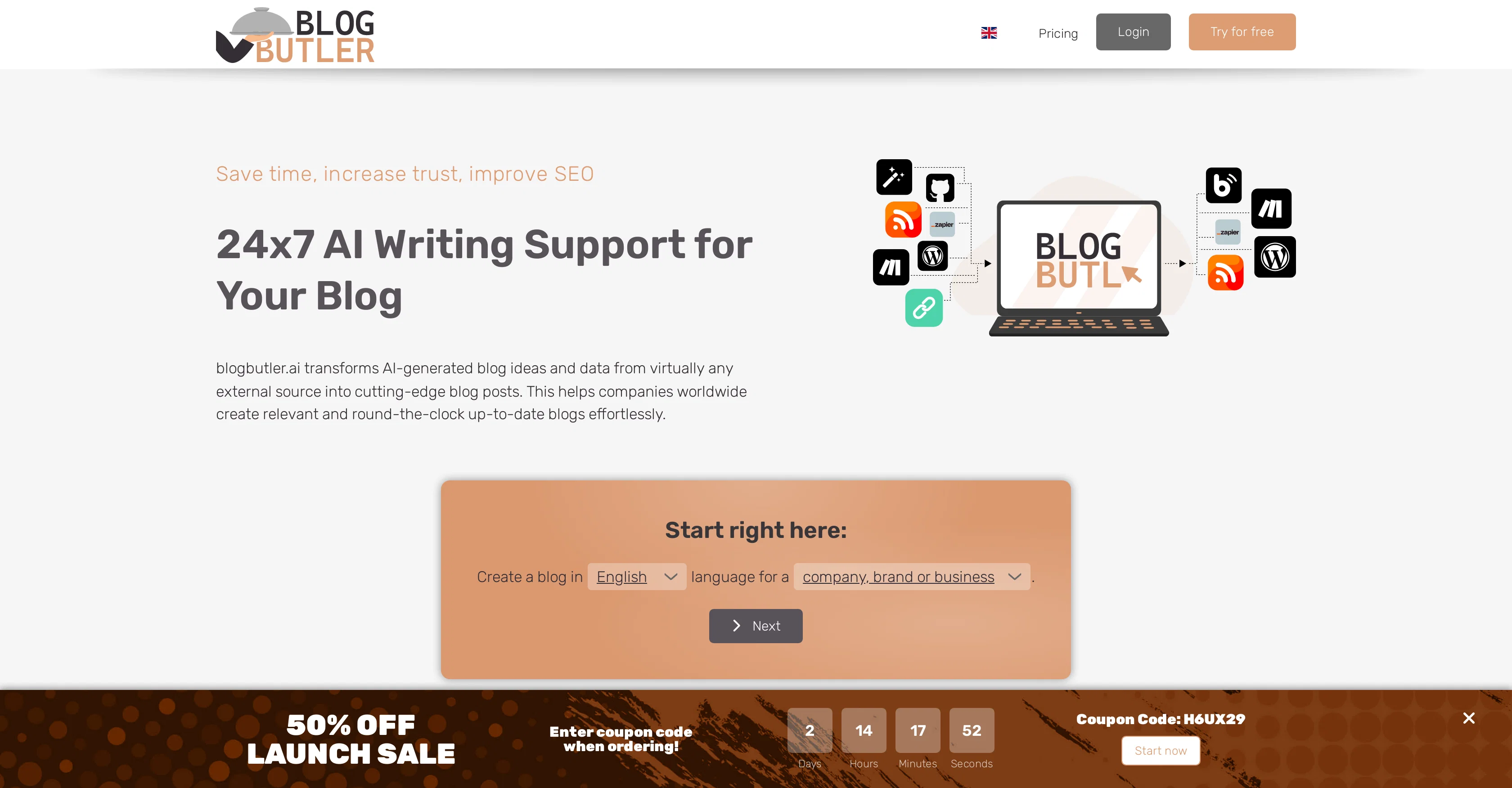 BlogButler website