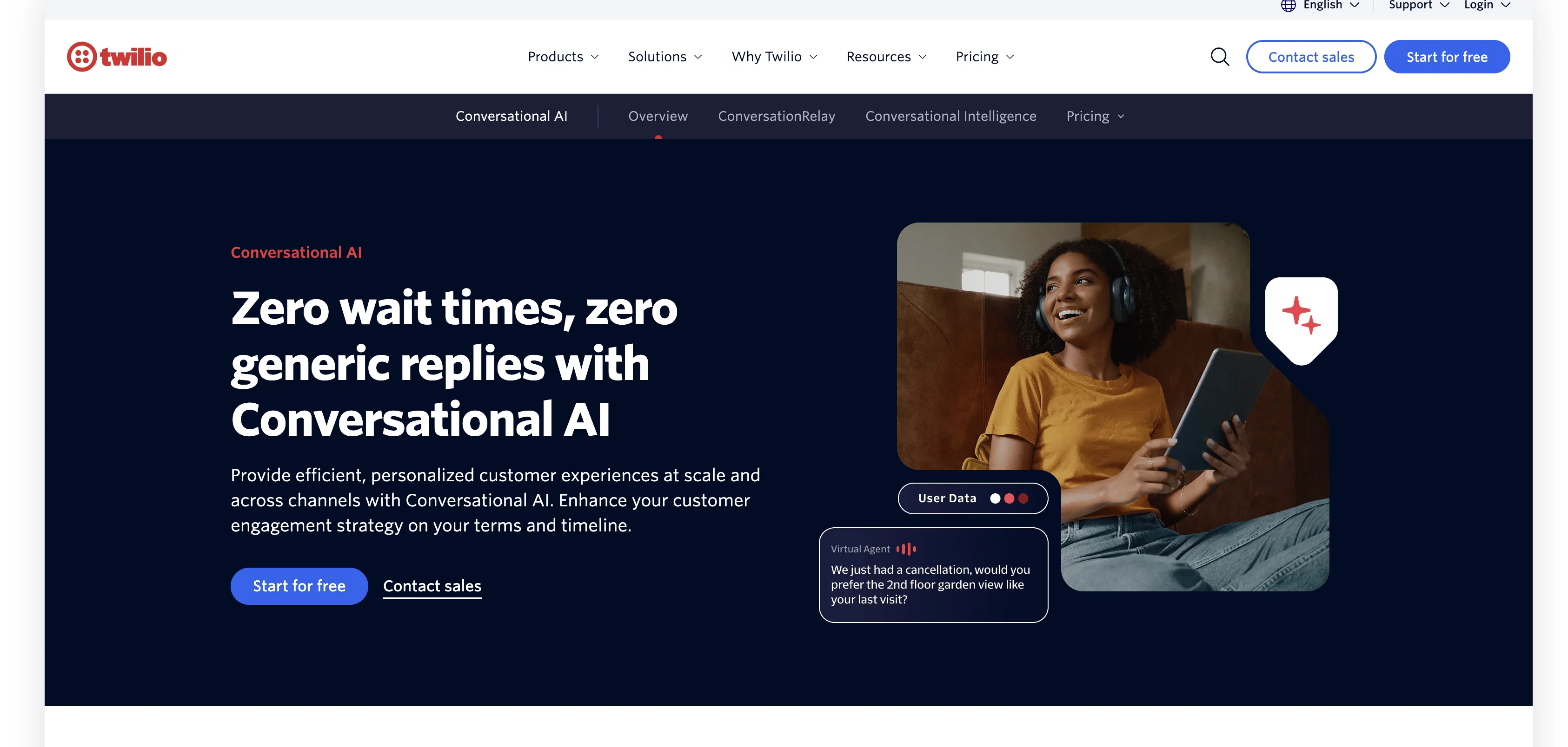 Conversational AI by Twilio website