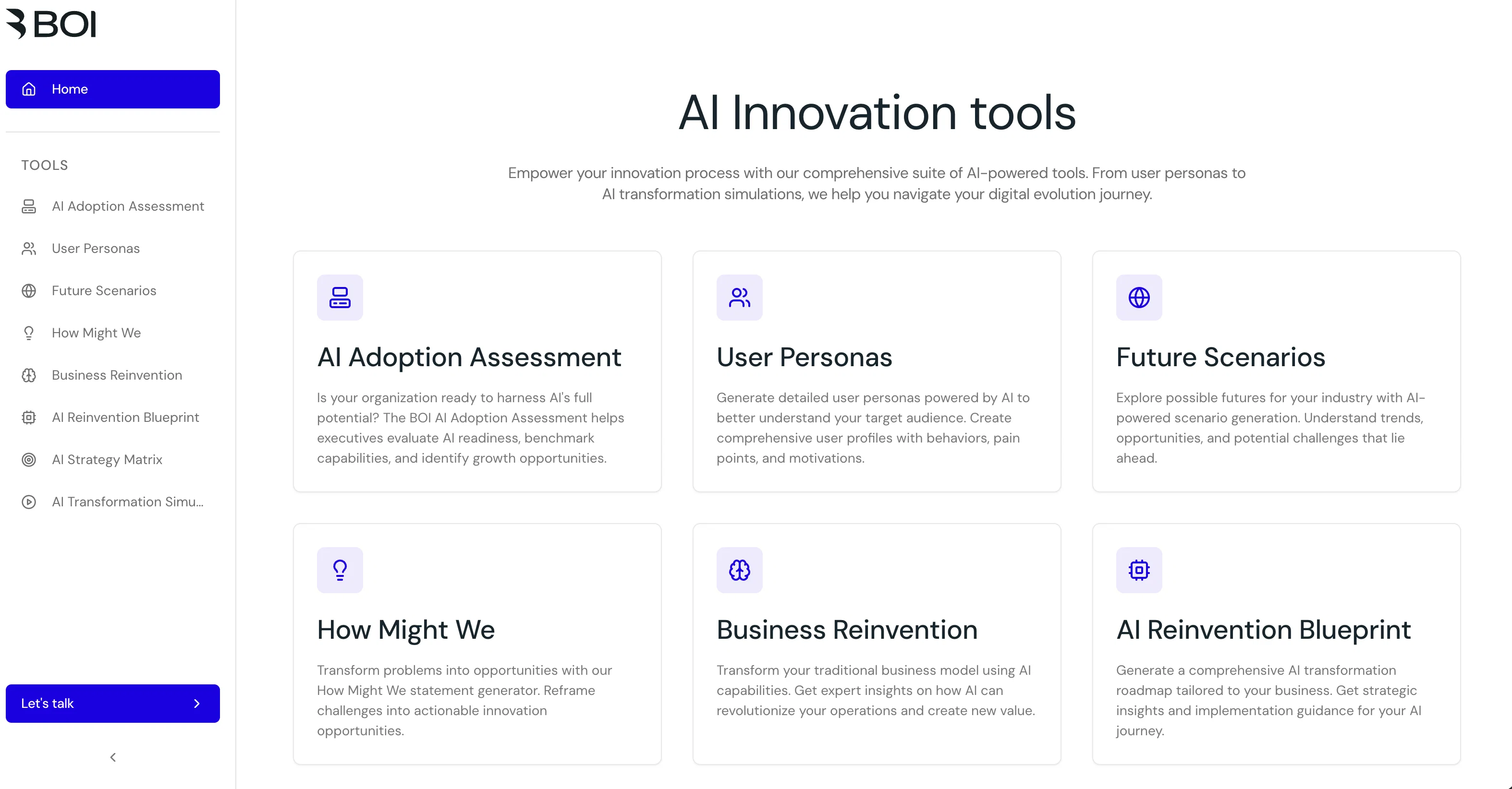 AI Toolbox for innovators website