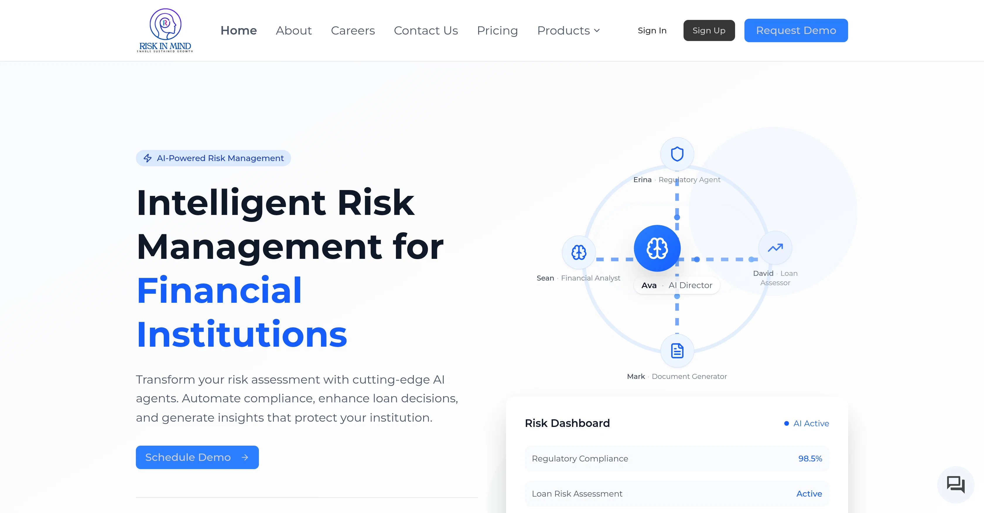 RiskInMind AI website