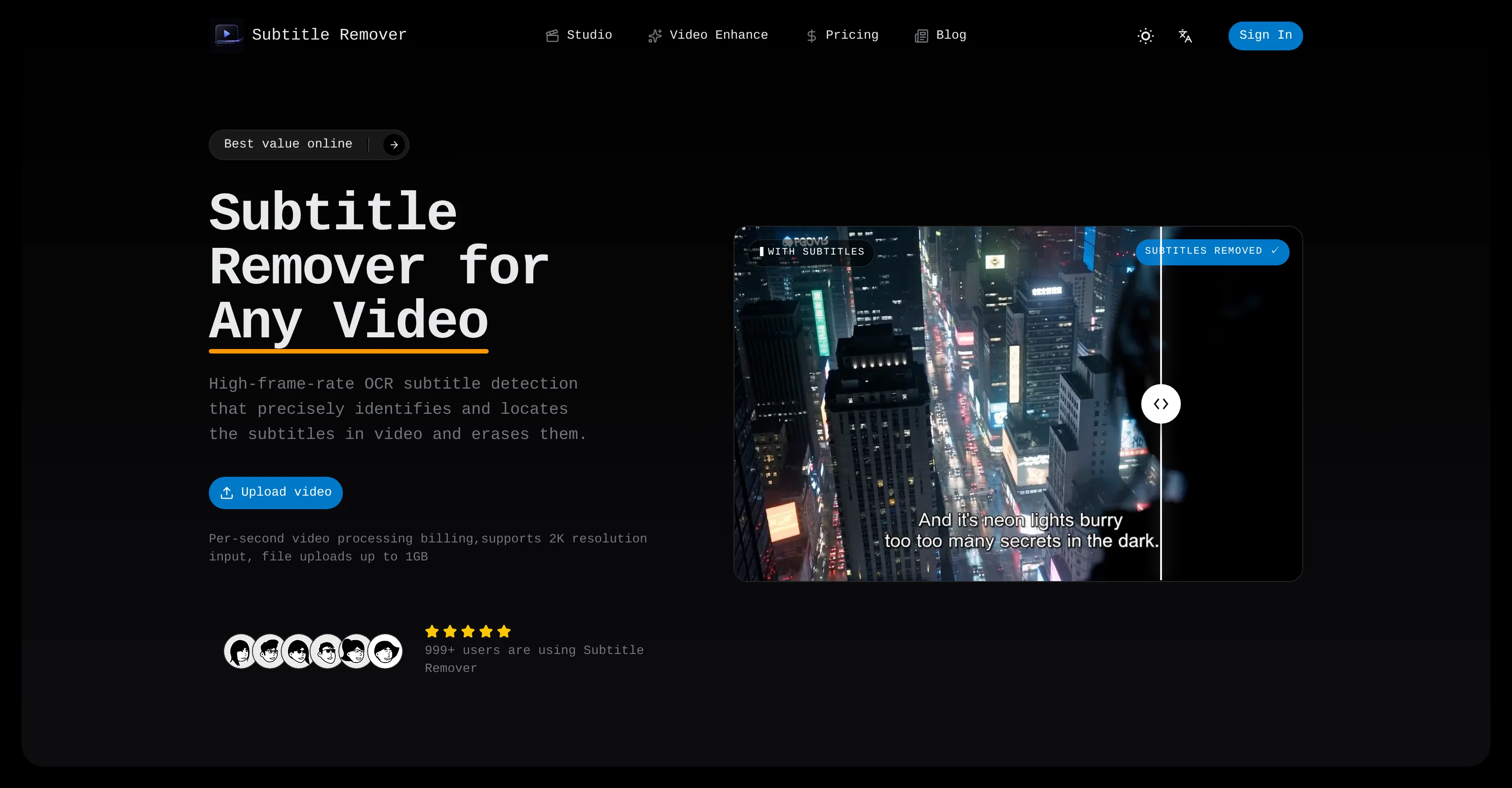 Subtitle Remover website