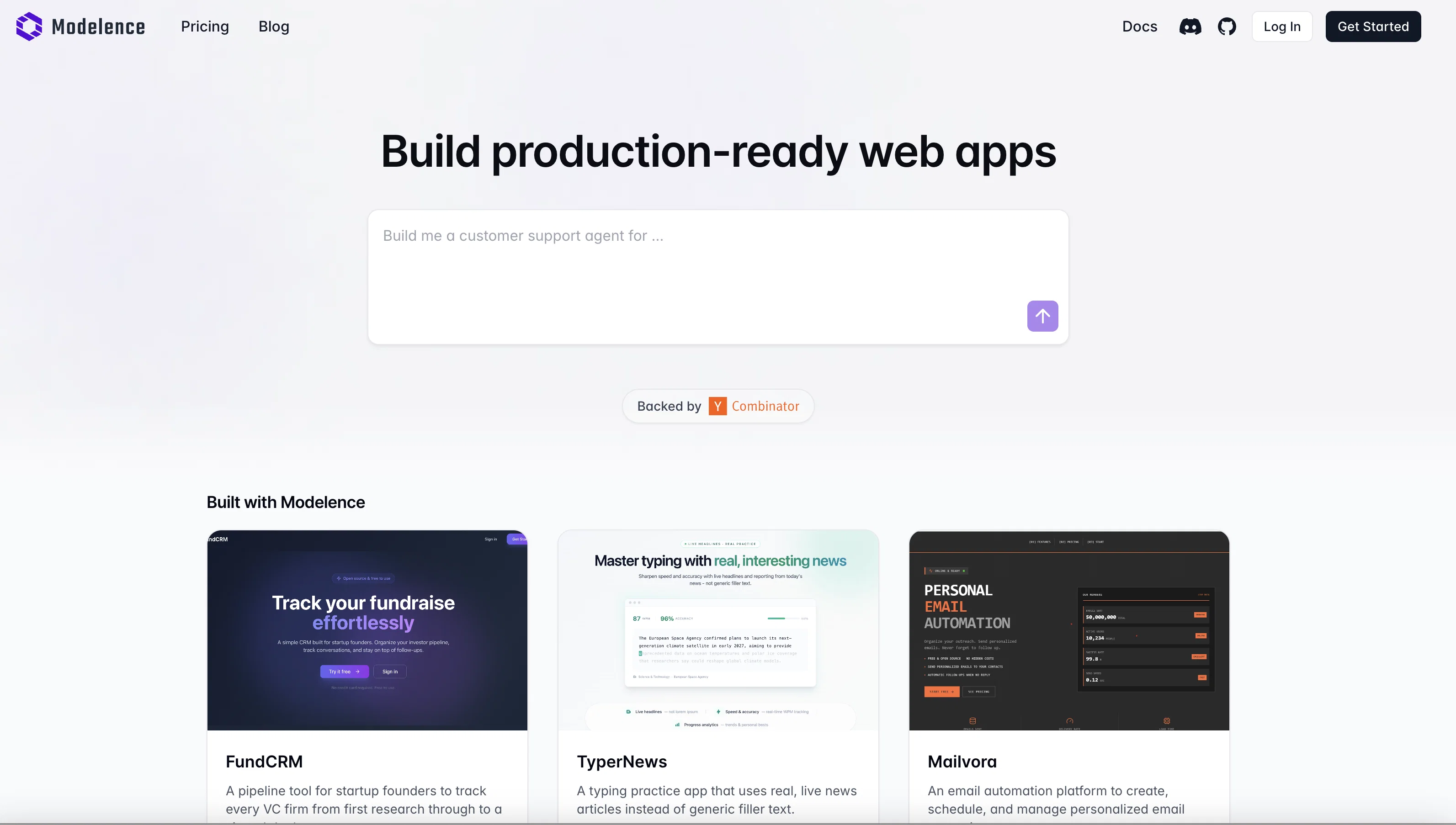 Modelence website