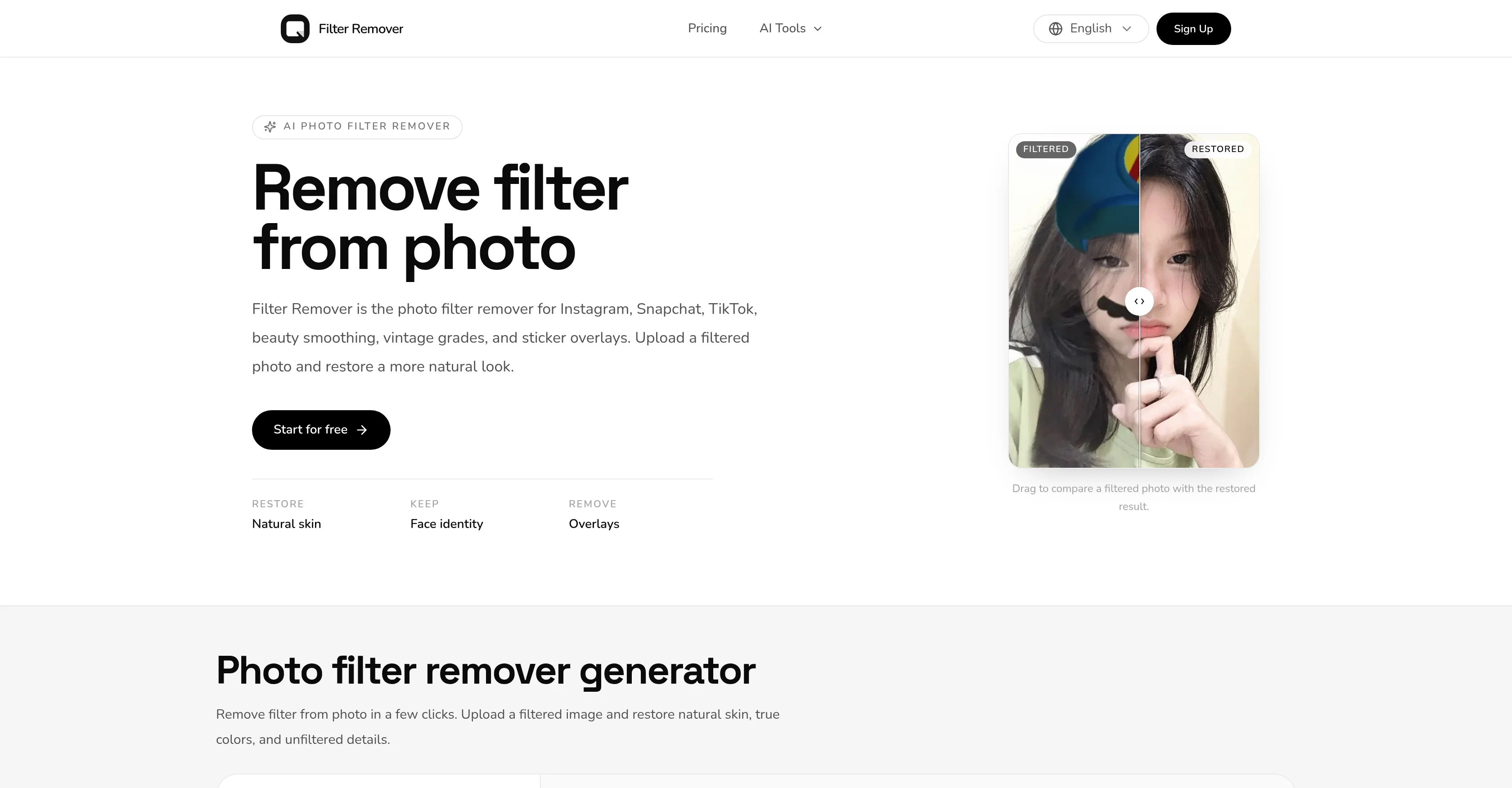 Filter Remover website