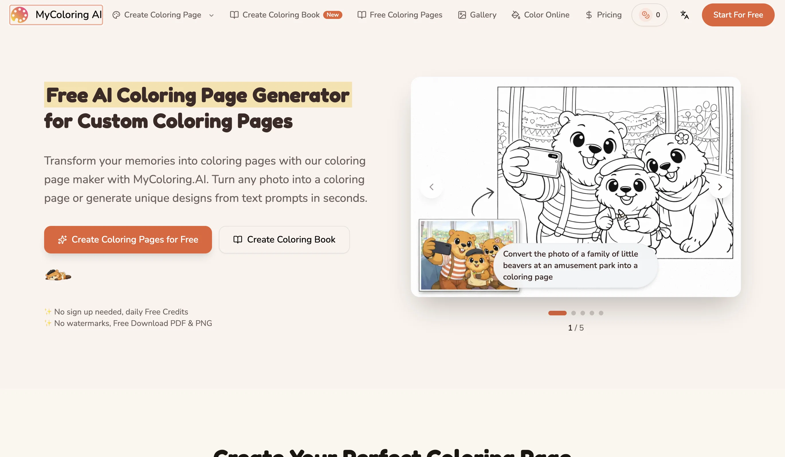 MyColoring.AI website
