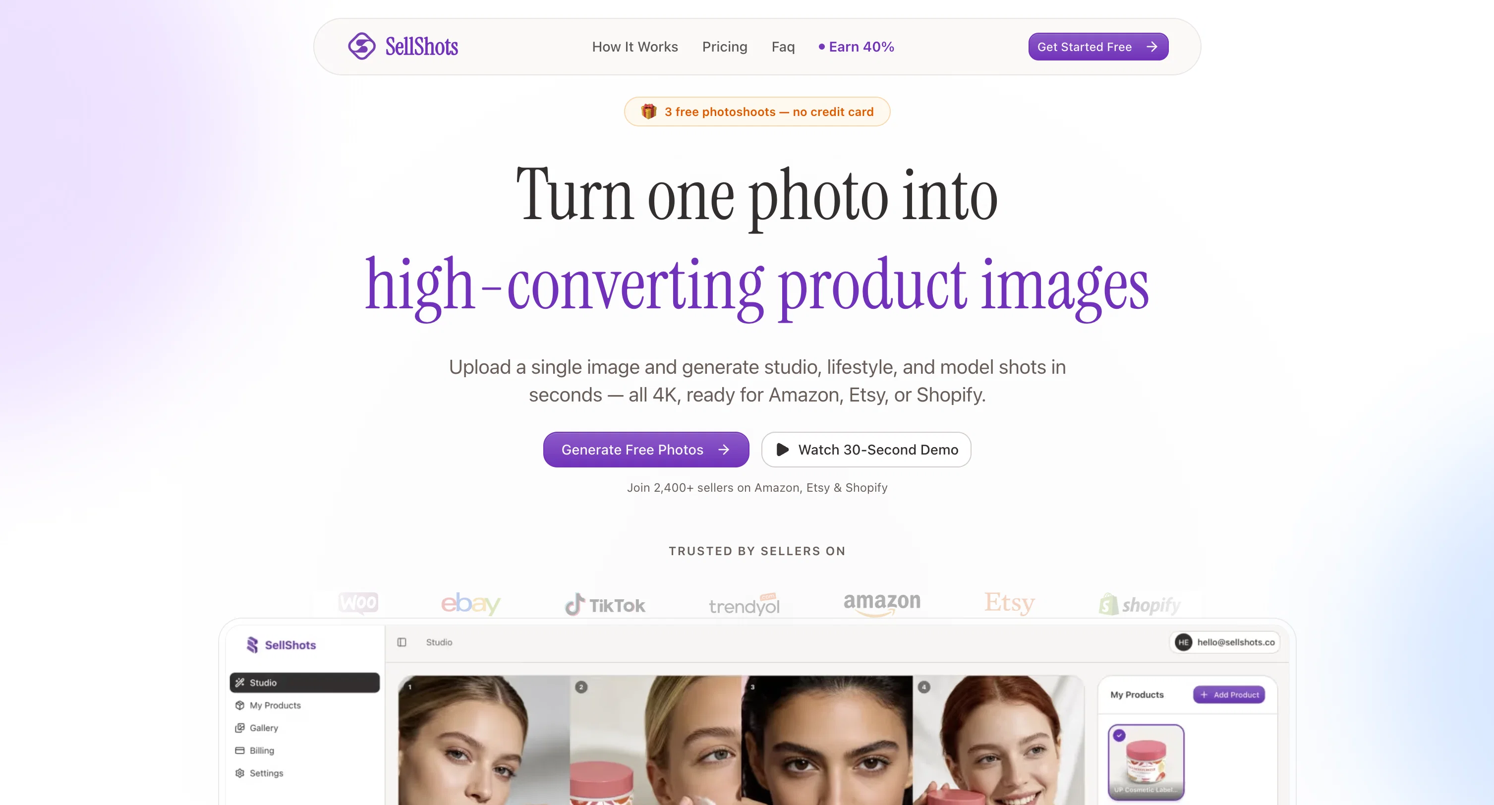 SellShots website