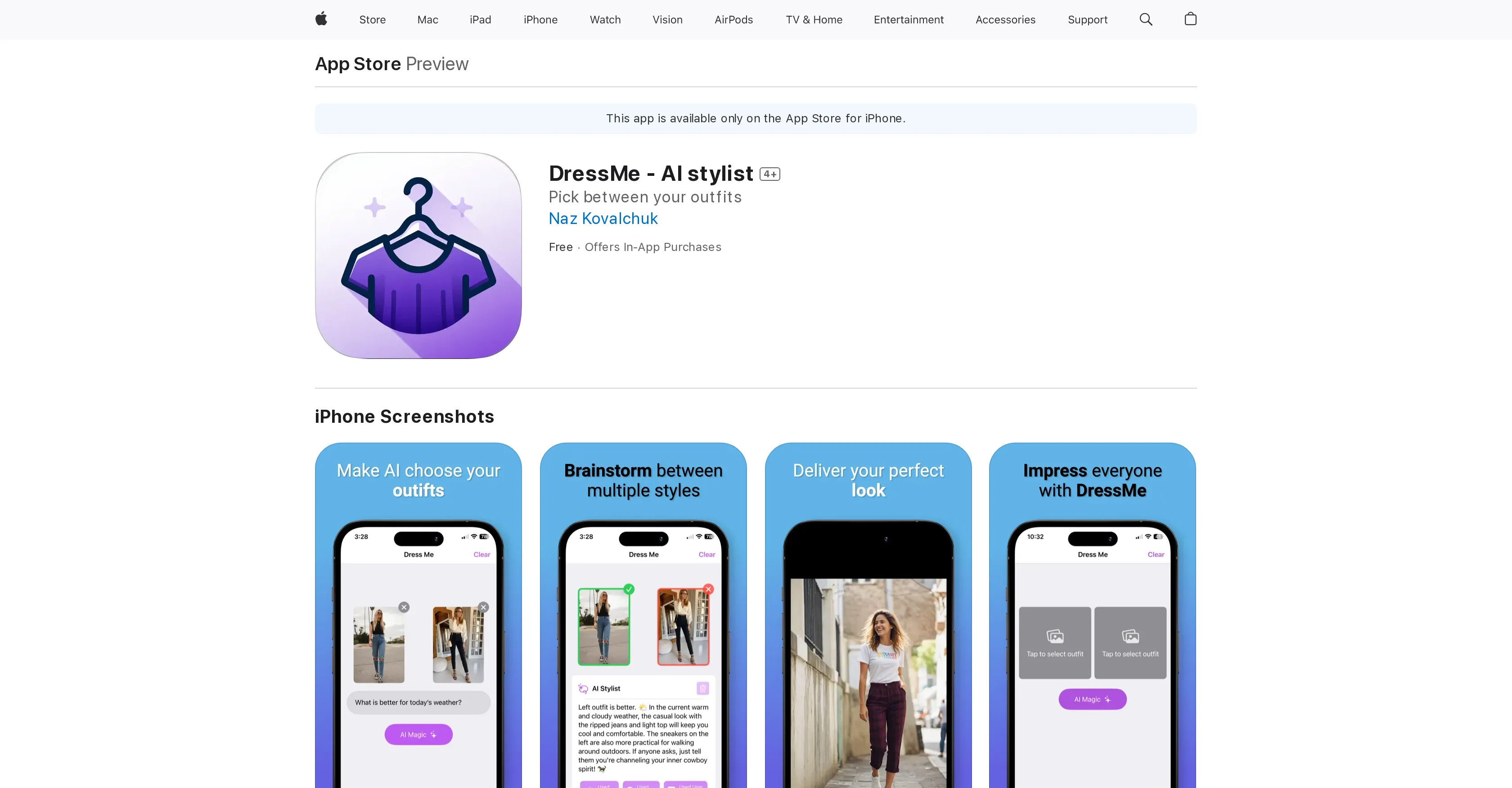 DressMe - AI stylist website