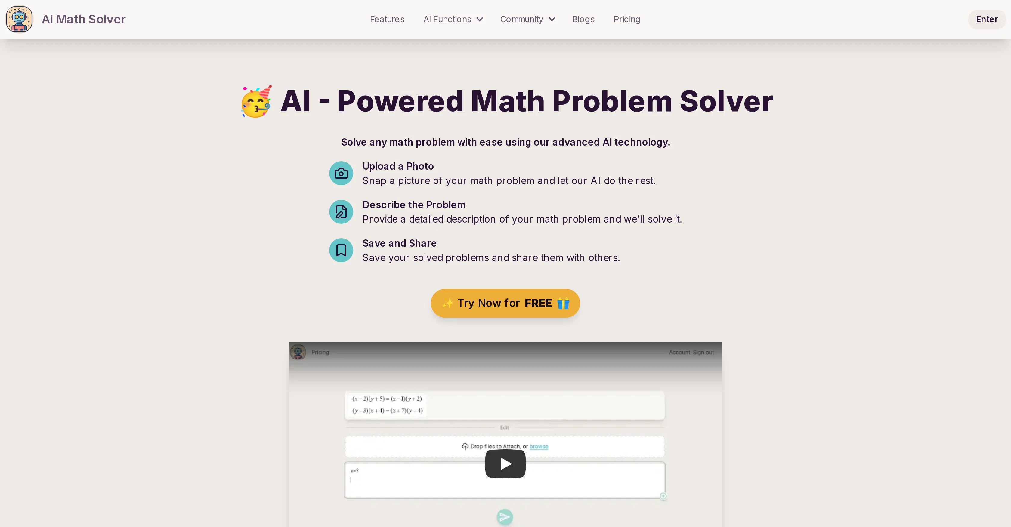 AI Math Solver website