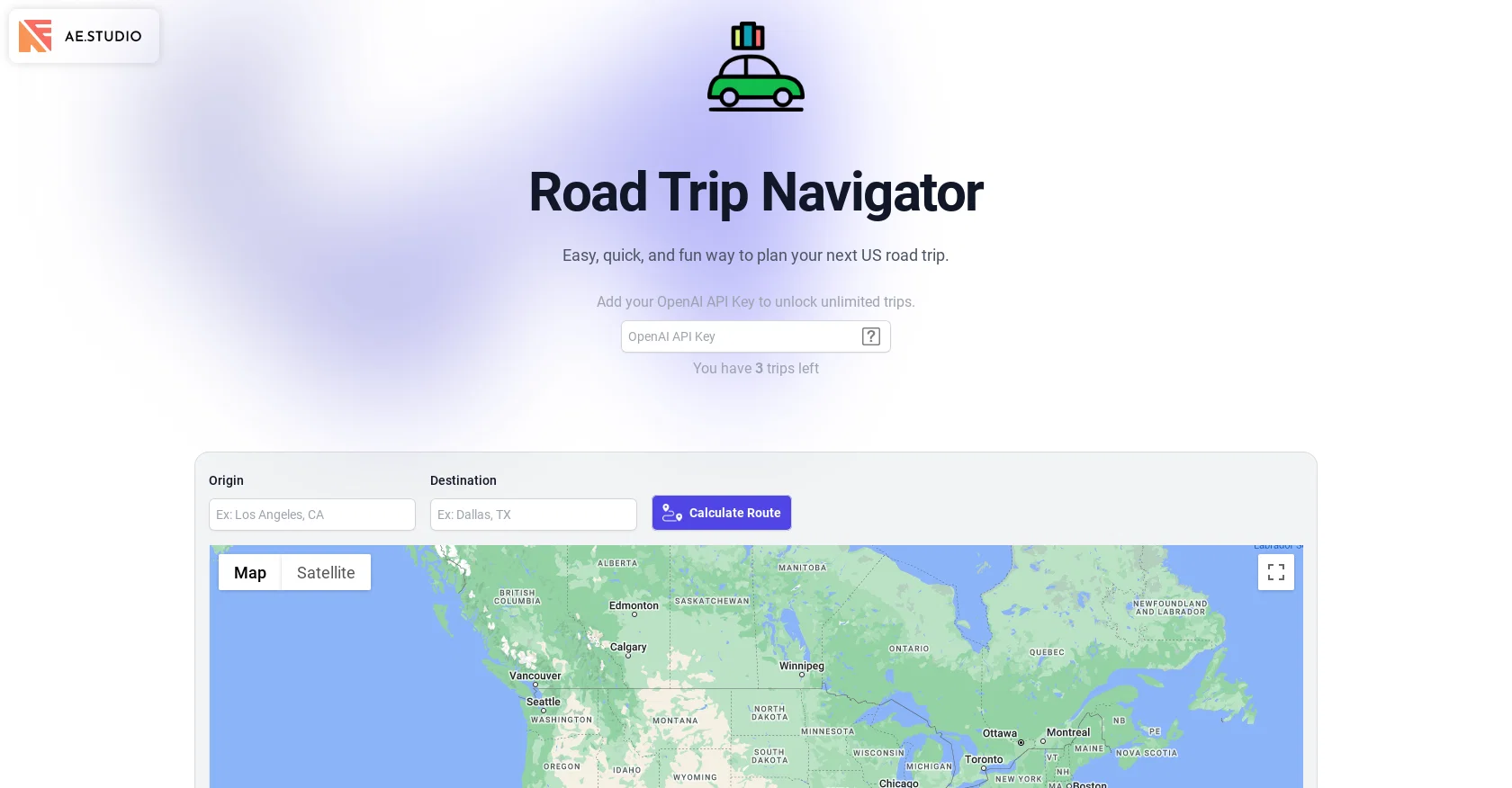 Road Trip Navigator website