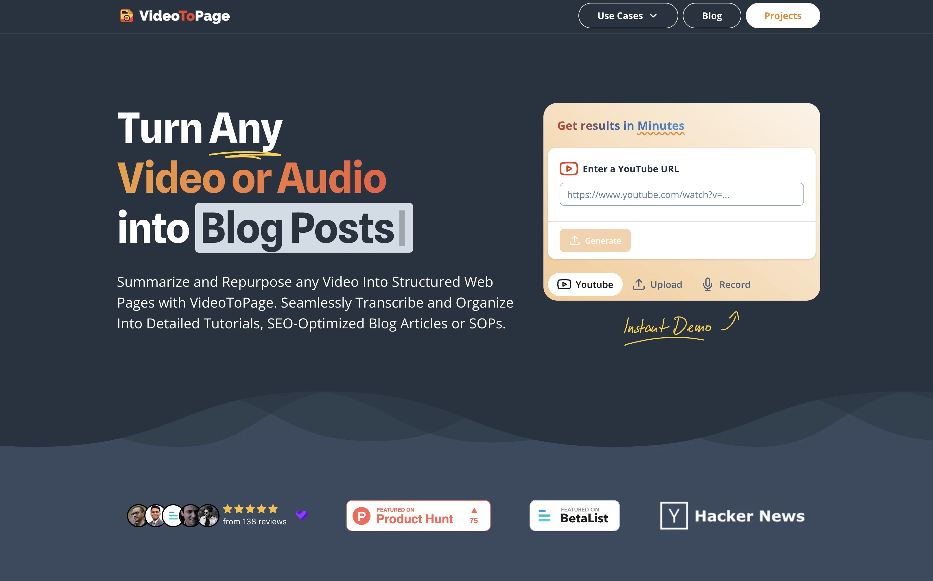 VideoToPage website