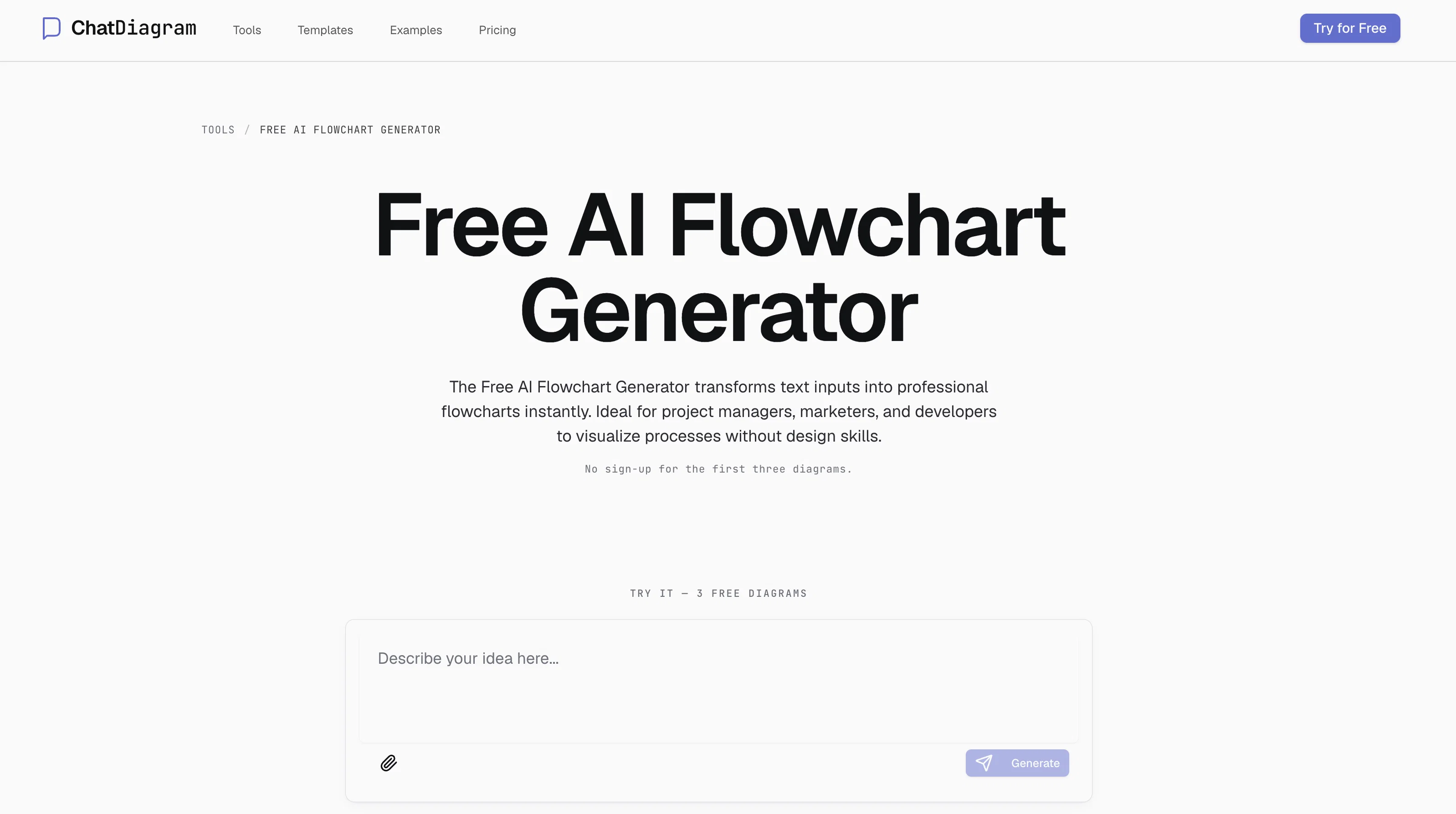 ChatDiagram | Flowchart Generator website