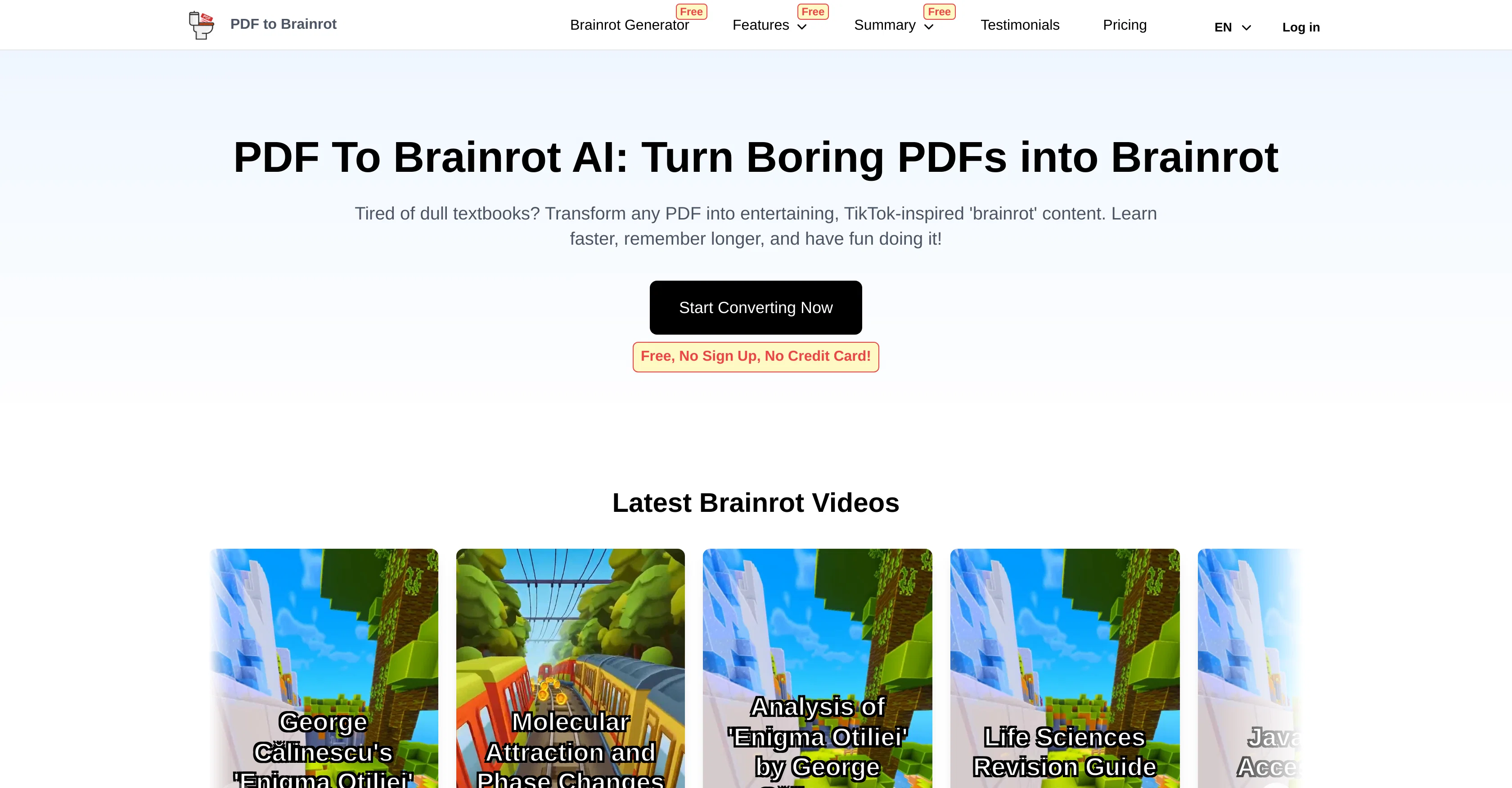 PDF To Brainrot AI website