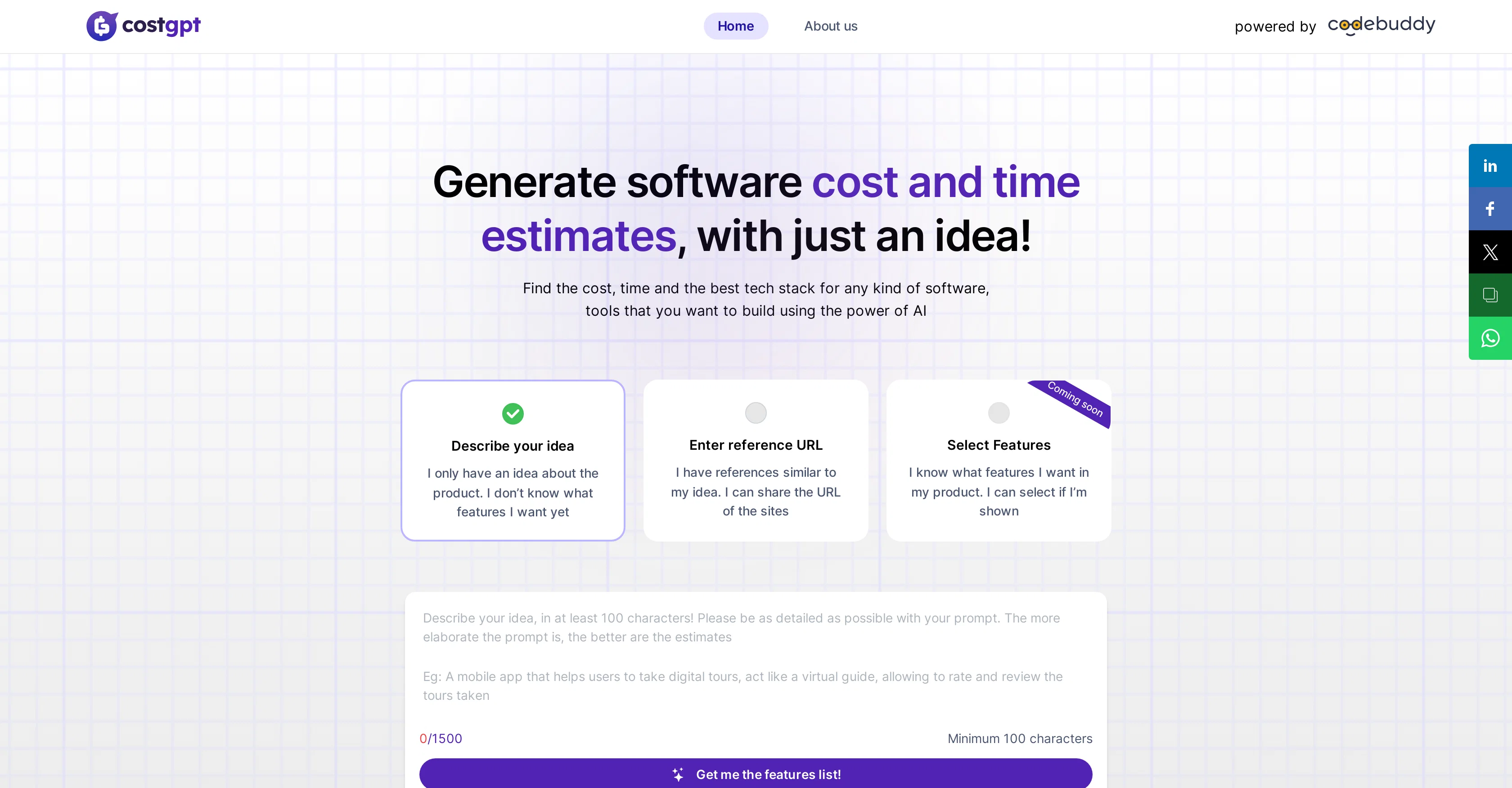 CostGPT website