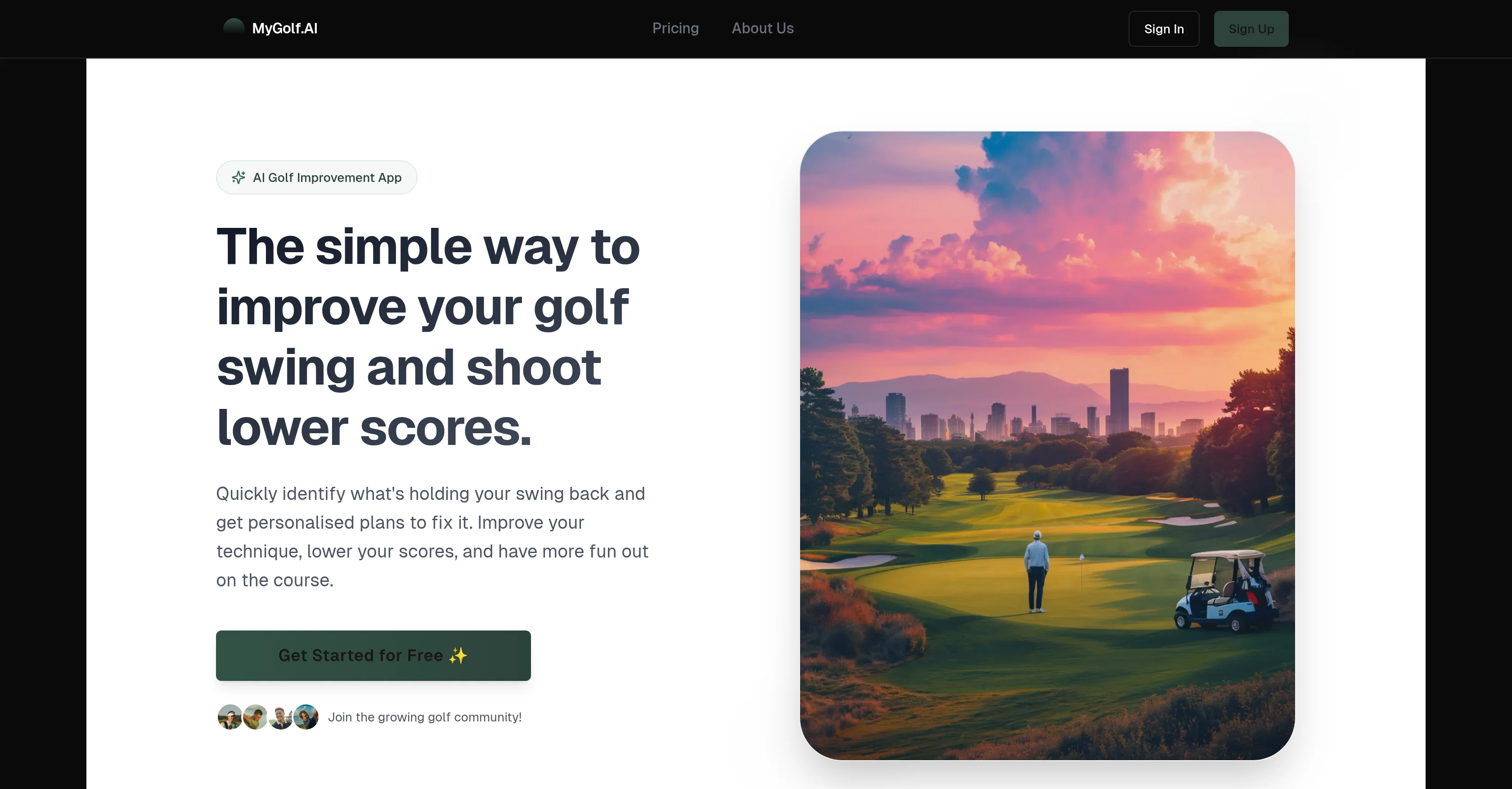 MyGolf.AI website