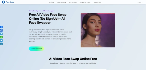 Online video face swapping interface