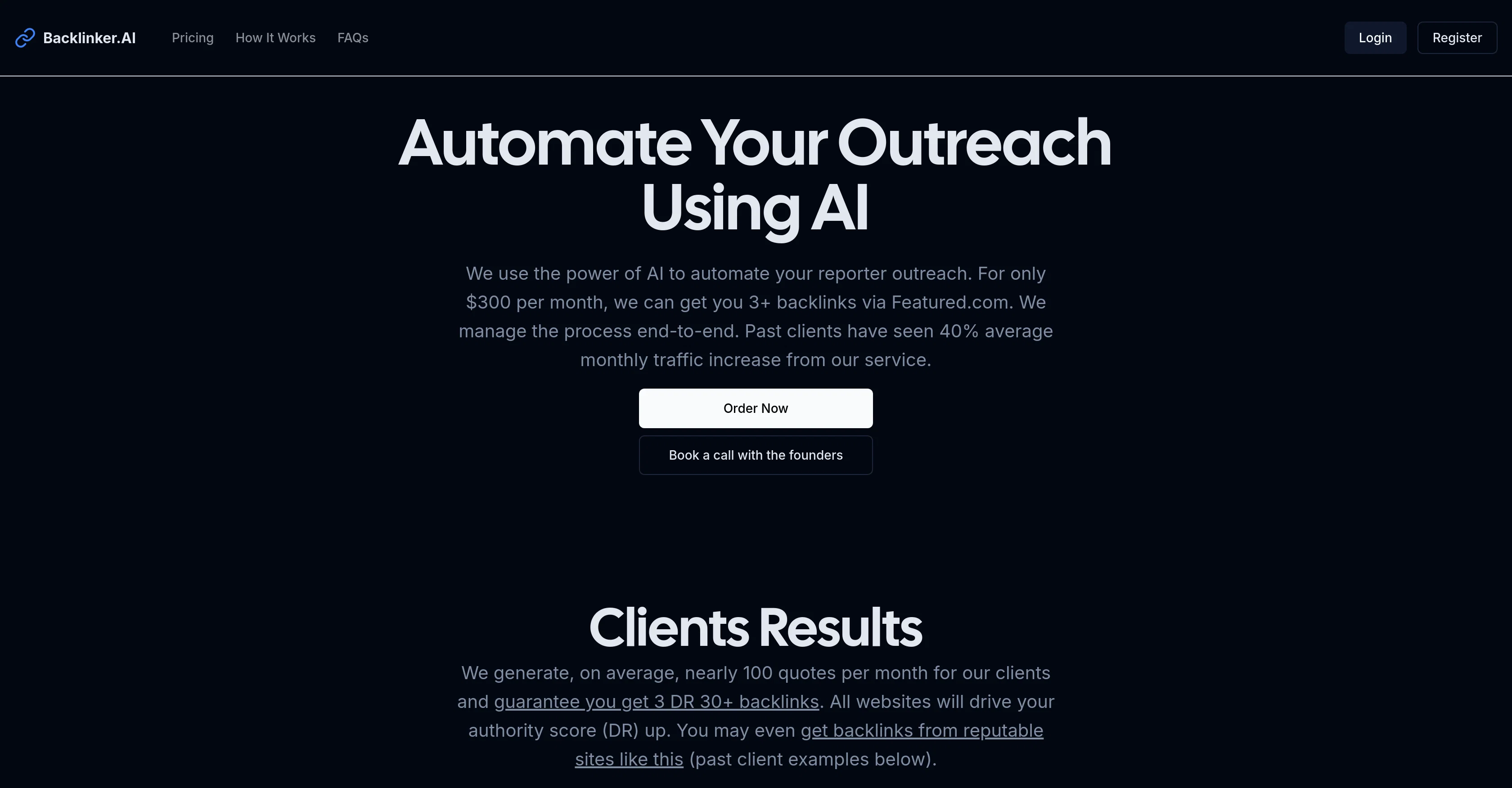 Backlinker.AI website