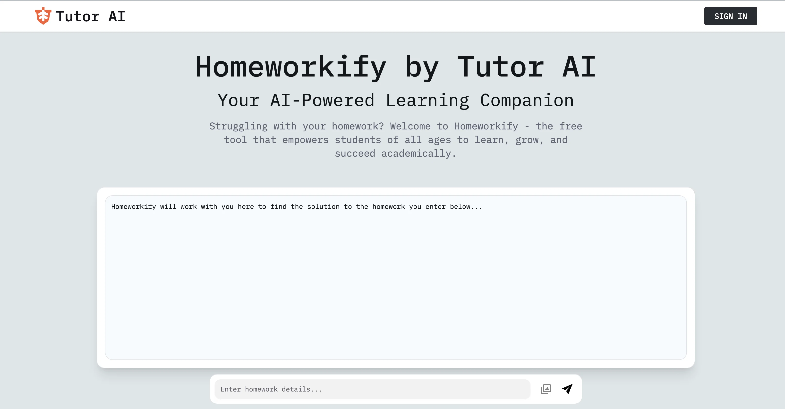 Homeworkify by Tutor AI website