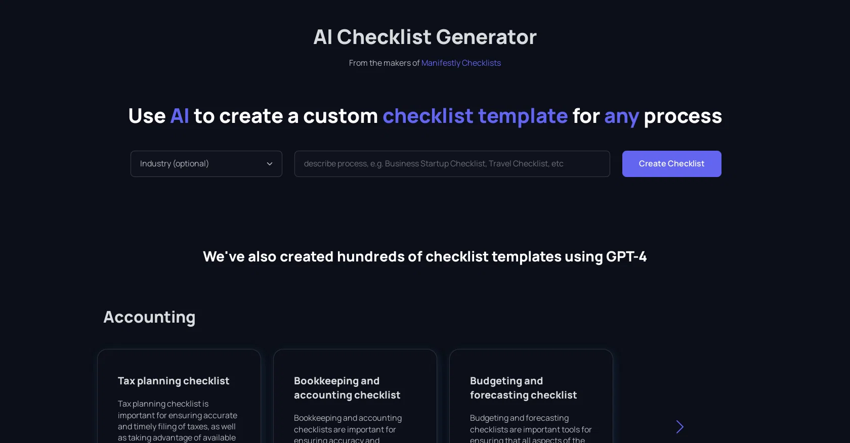 Checklistgenerator website