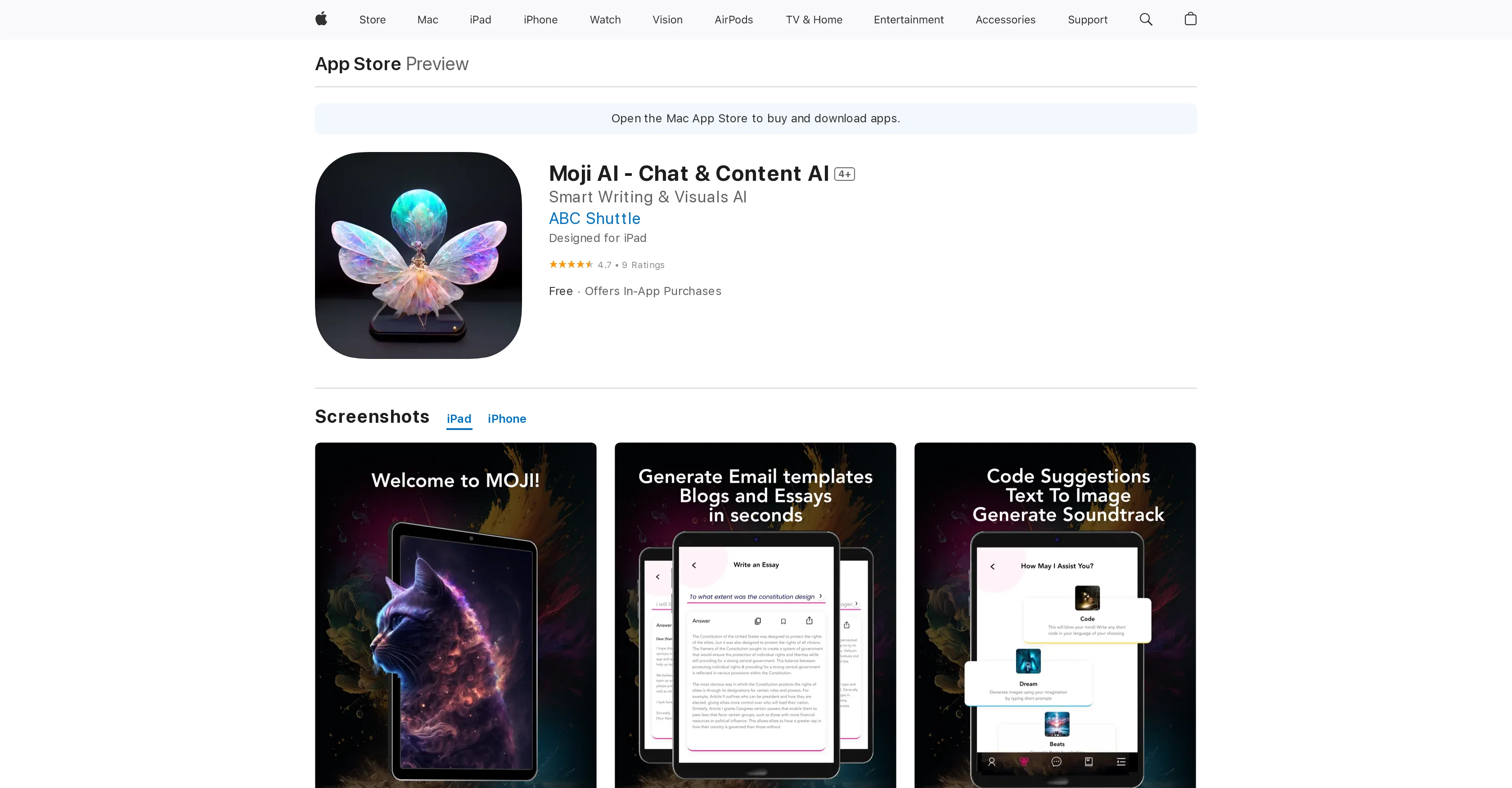 Moji website