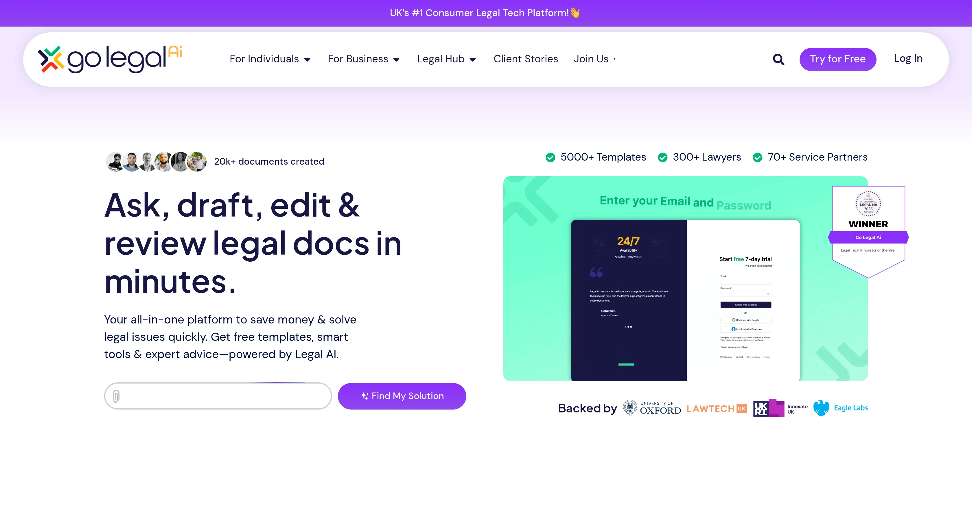 Go Legal AI website