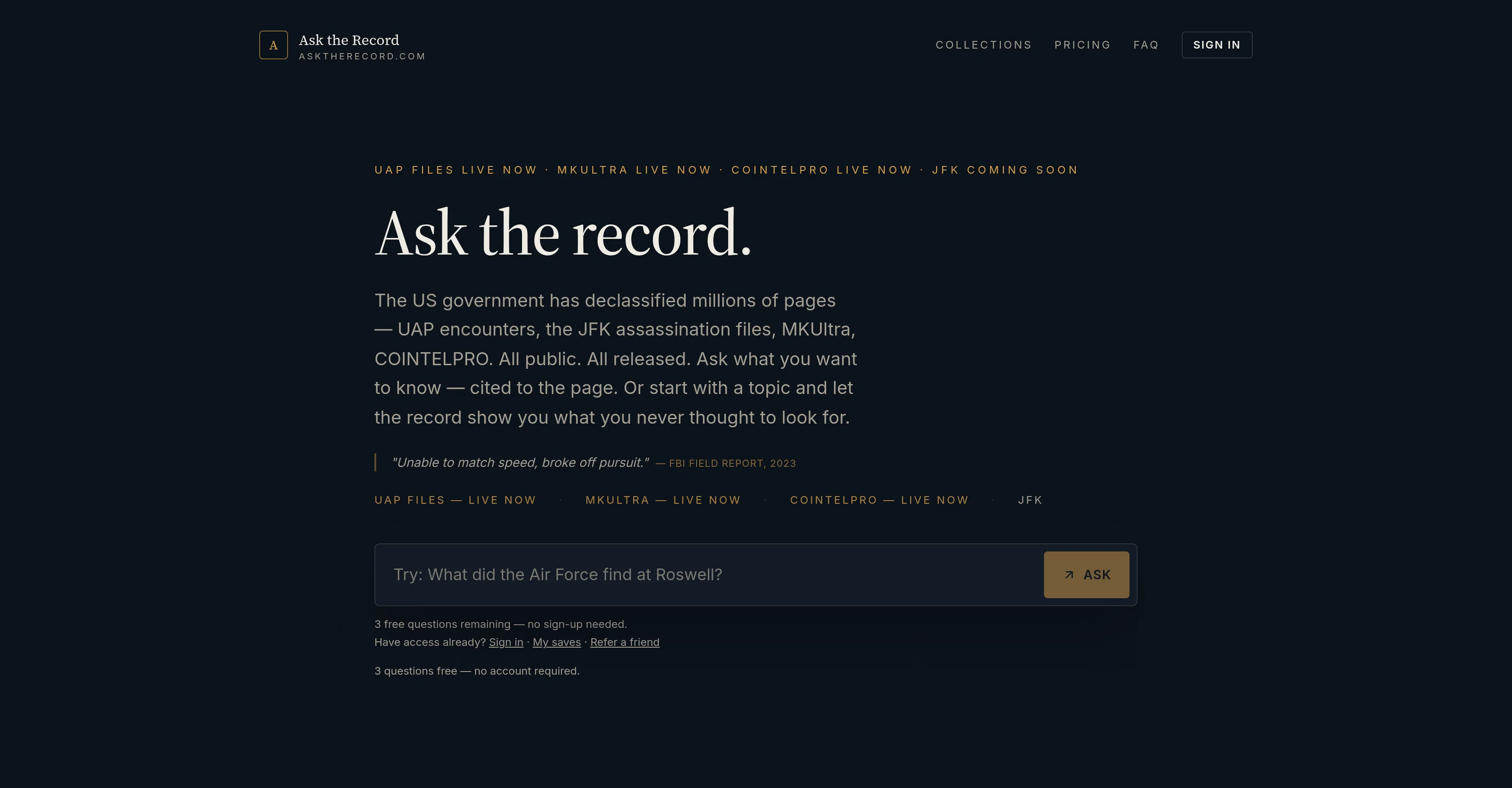Ask the Record website