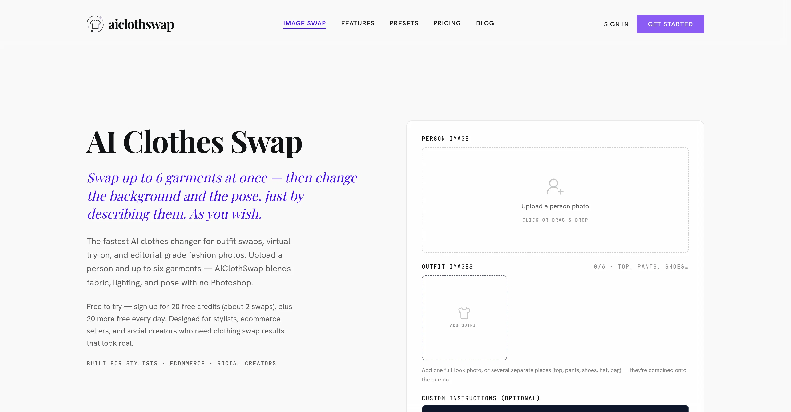 AIClothSwap website
