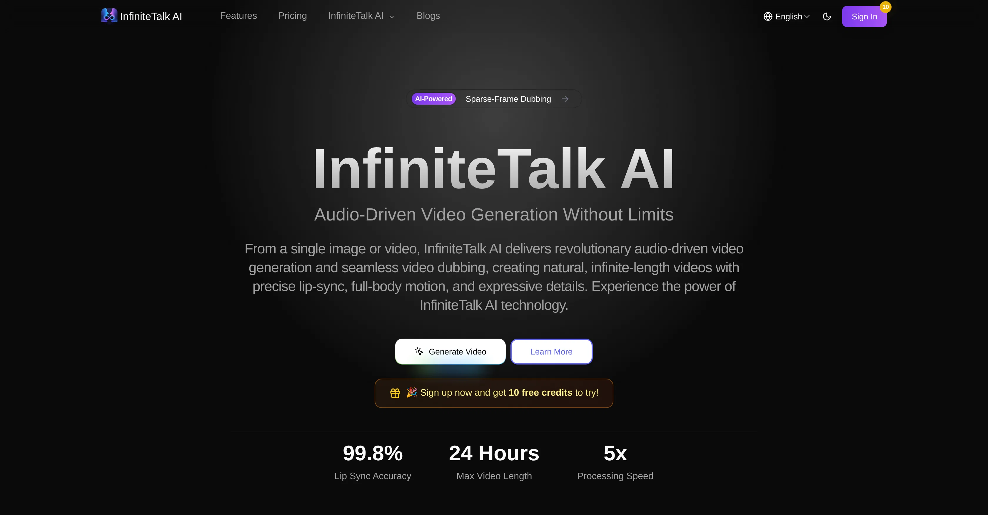 InfiniteTalk AI website