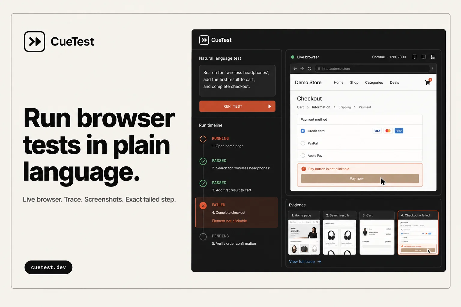 CueTest website