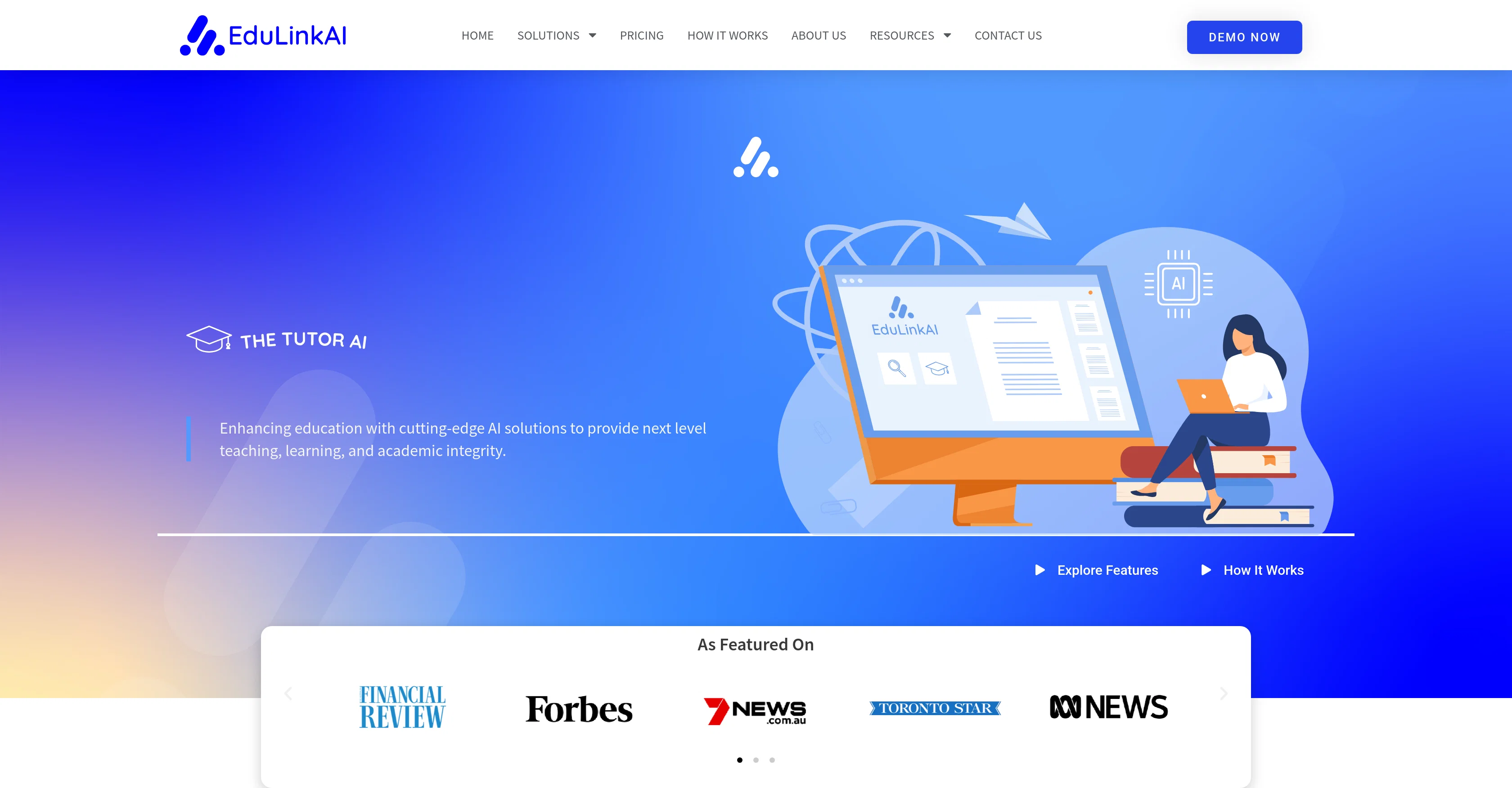 The Tutor AI - Edulink AI website