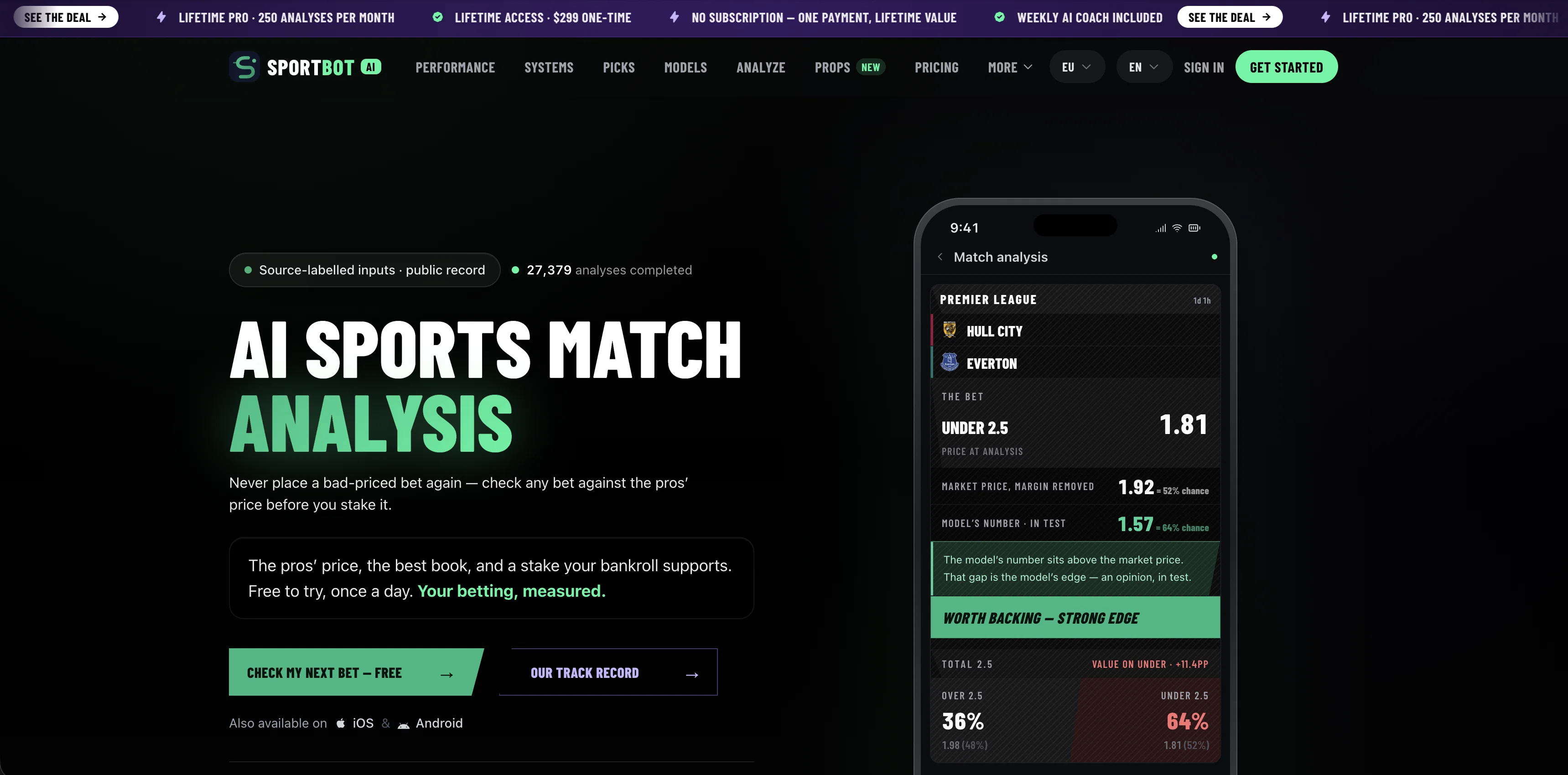 SportBot AI website