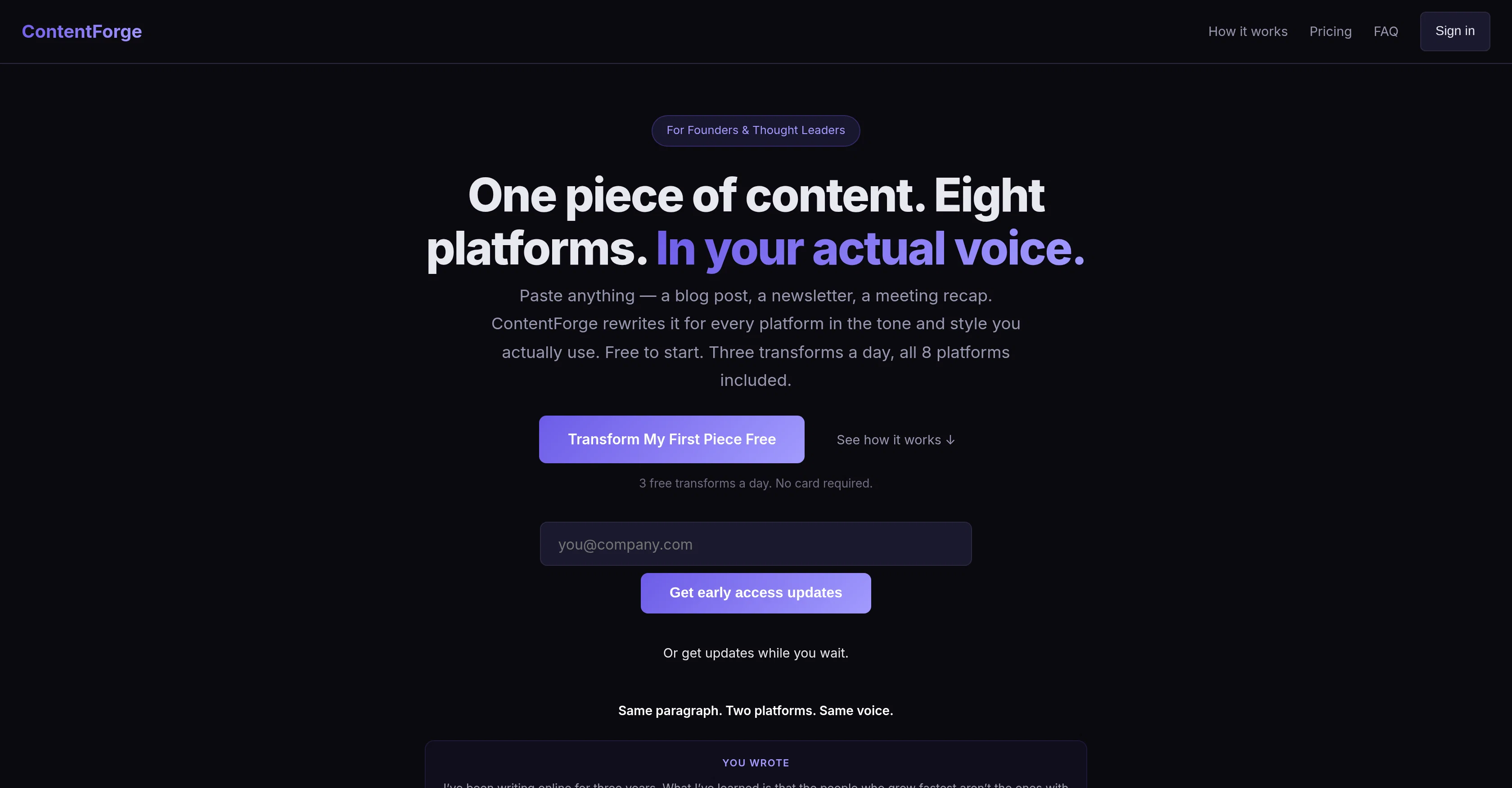 ContentForge website