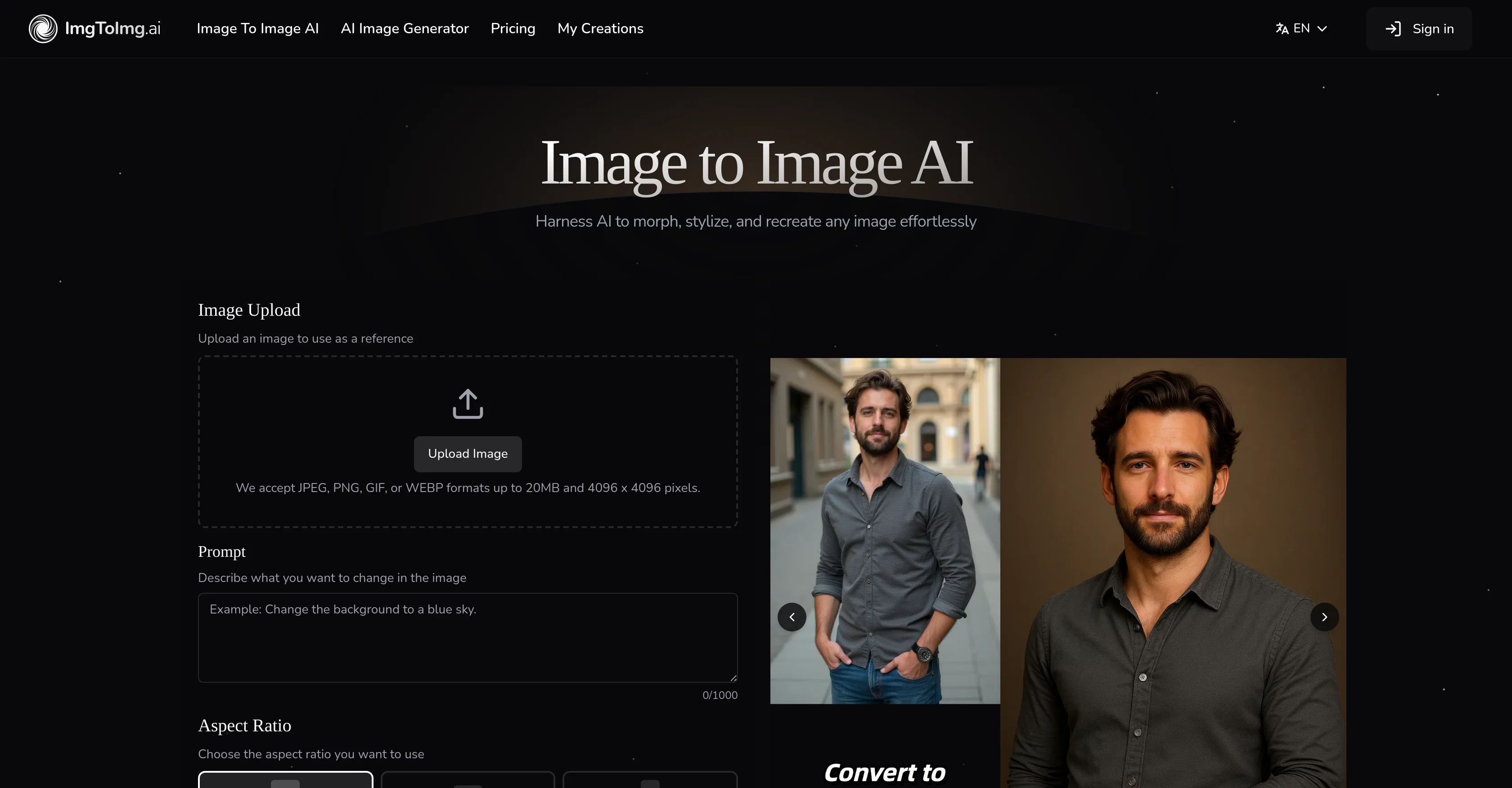 Image To Image AI website