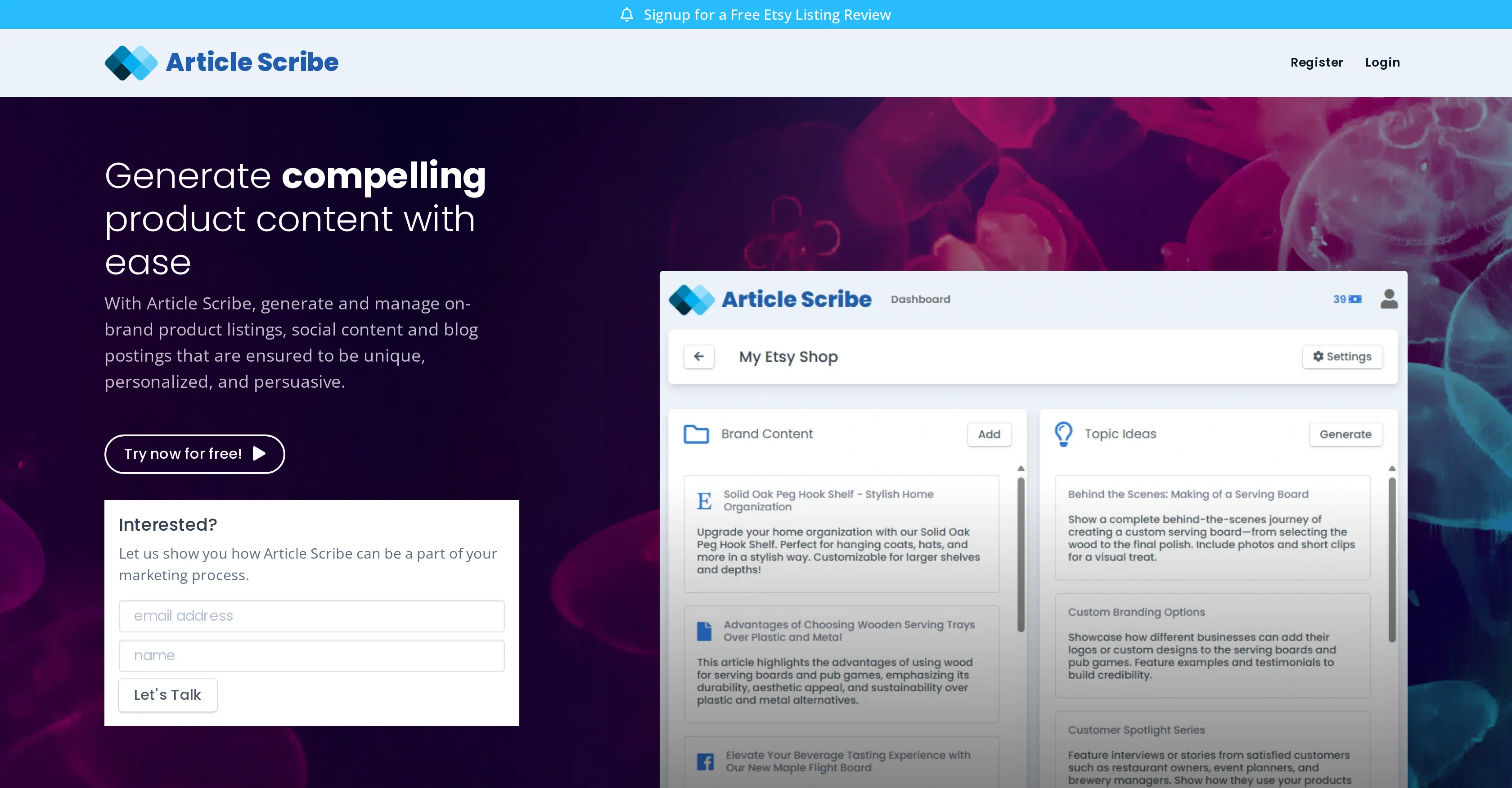 Article Scribe website