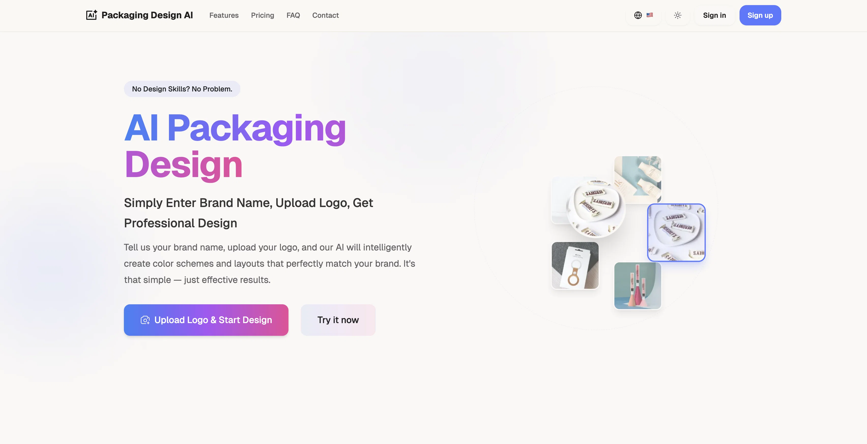Packaging Design AI website