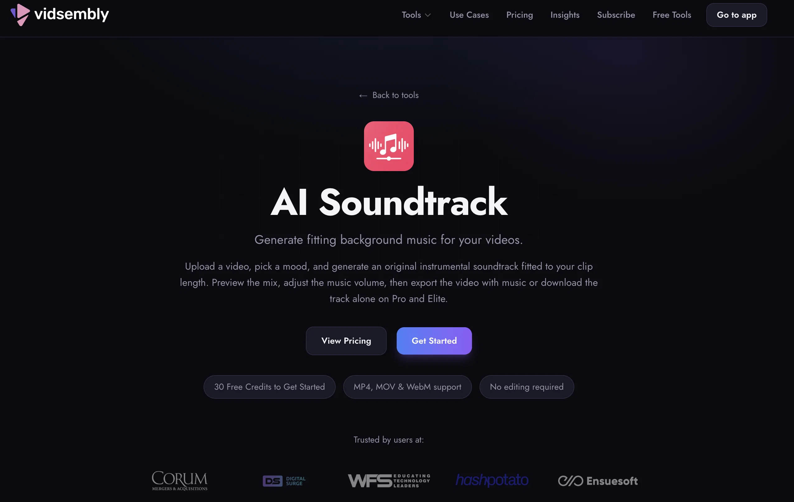 AI Soundtrack website