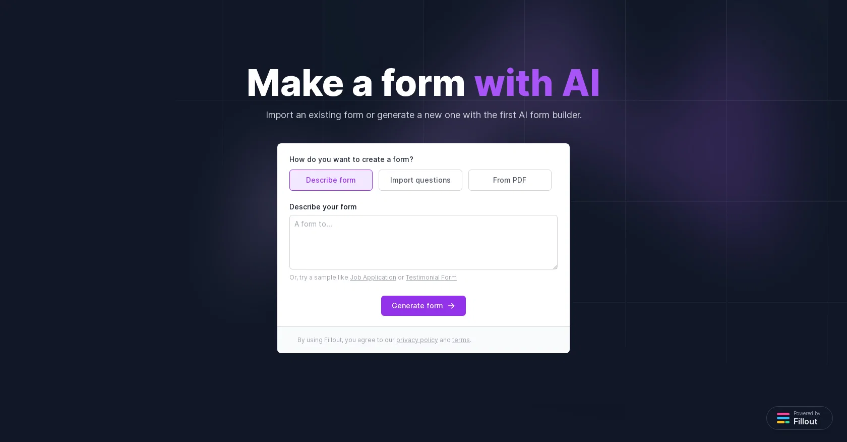 Fillout website
