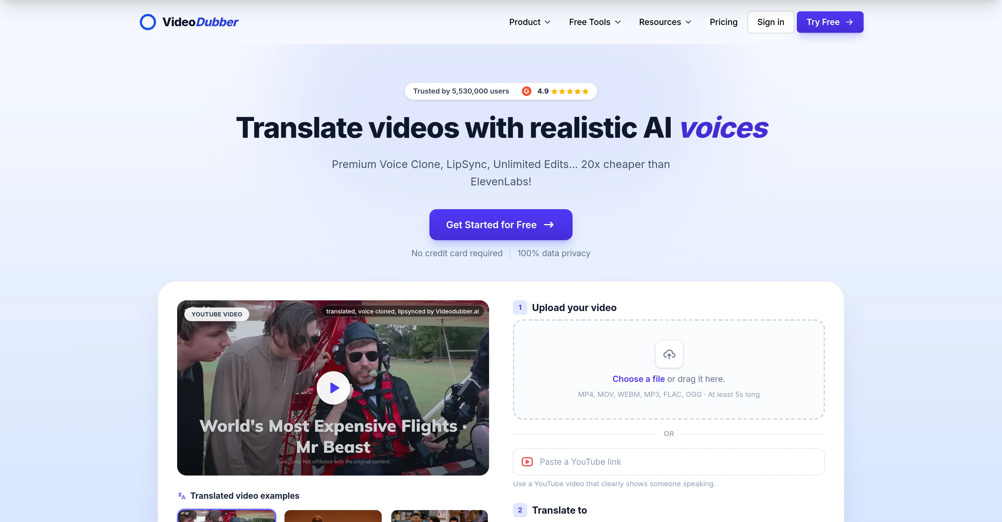 VideoDubber website