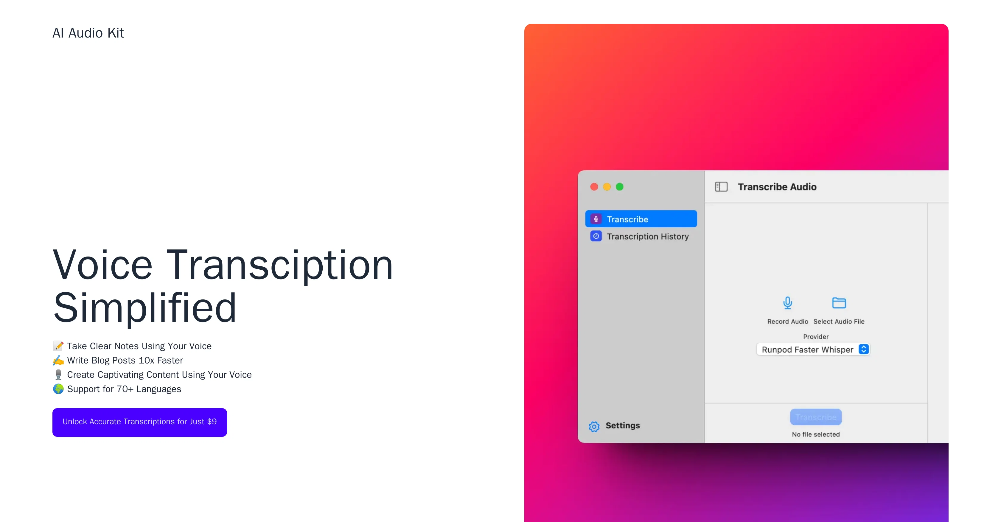 AI Audio Kit website