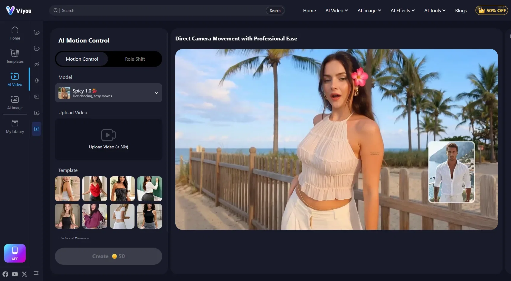 Viyou AI Motion Control website