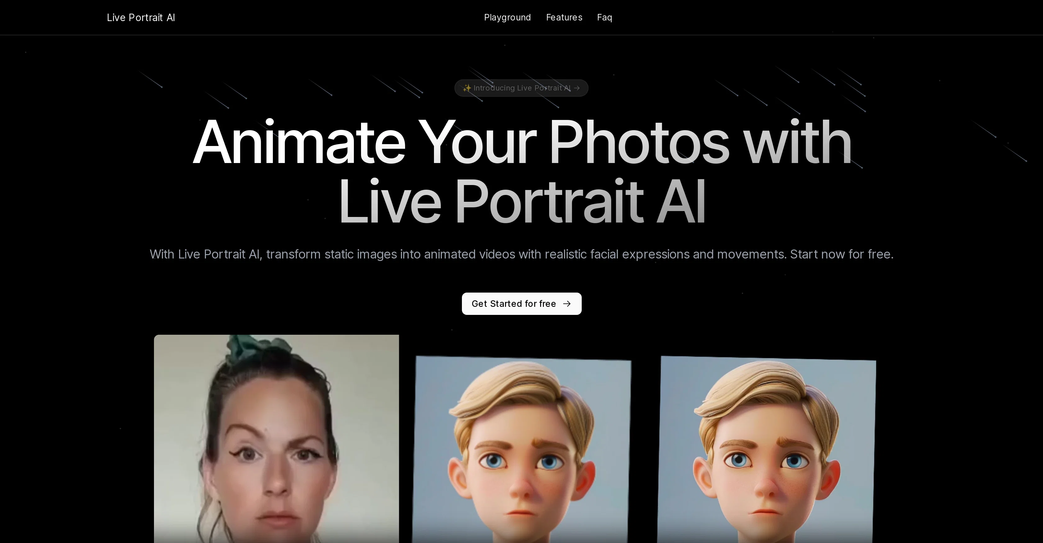 Live Portrait AI website