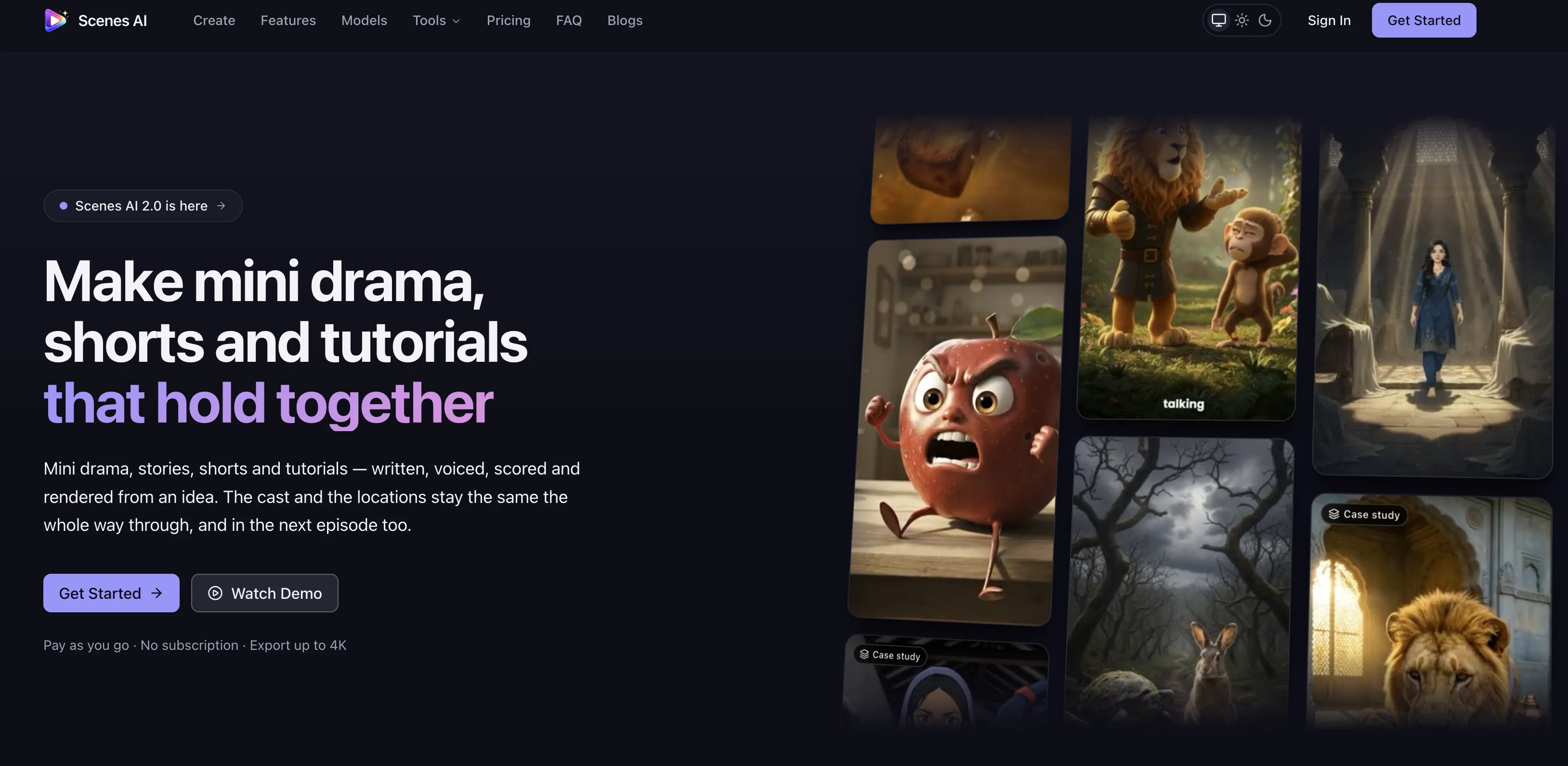 Scenes AI website