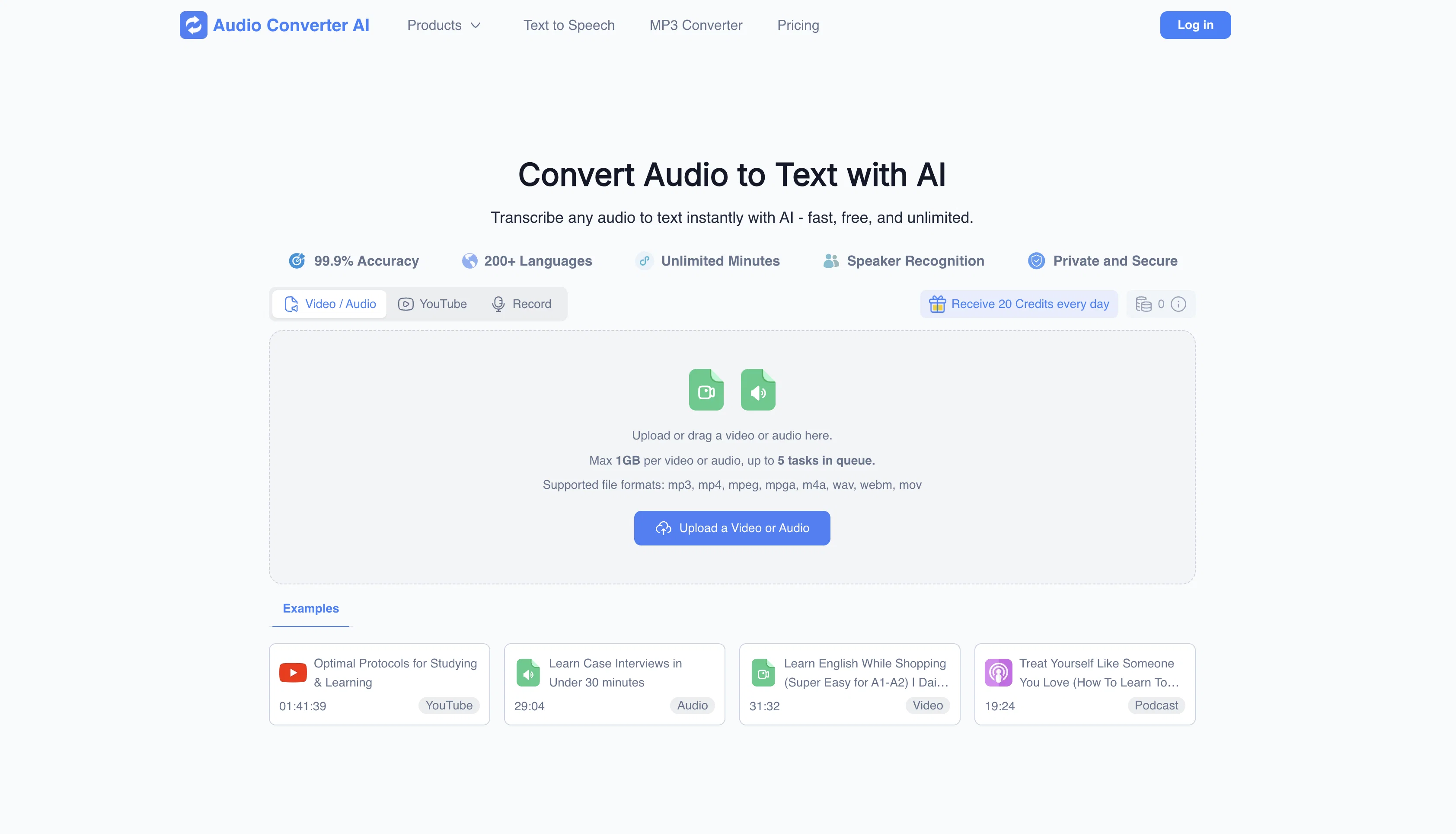 Audio Converter AI website