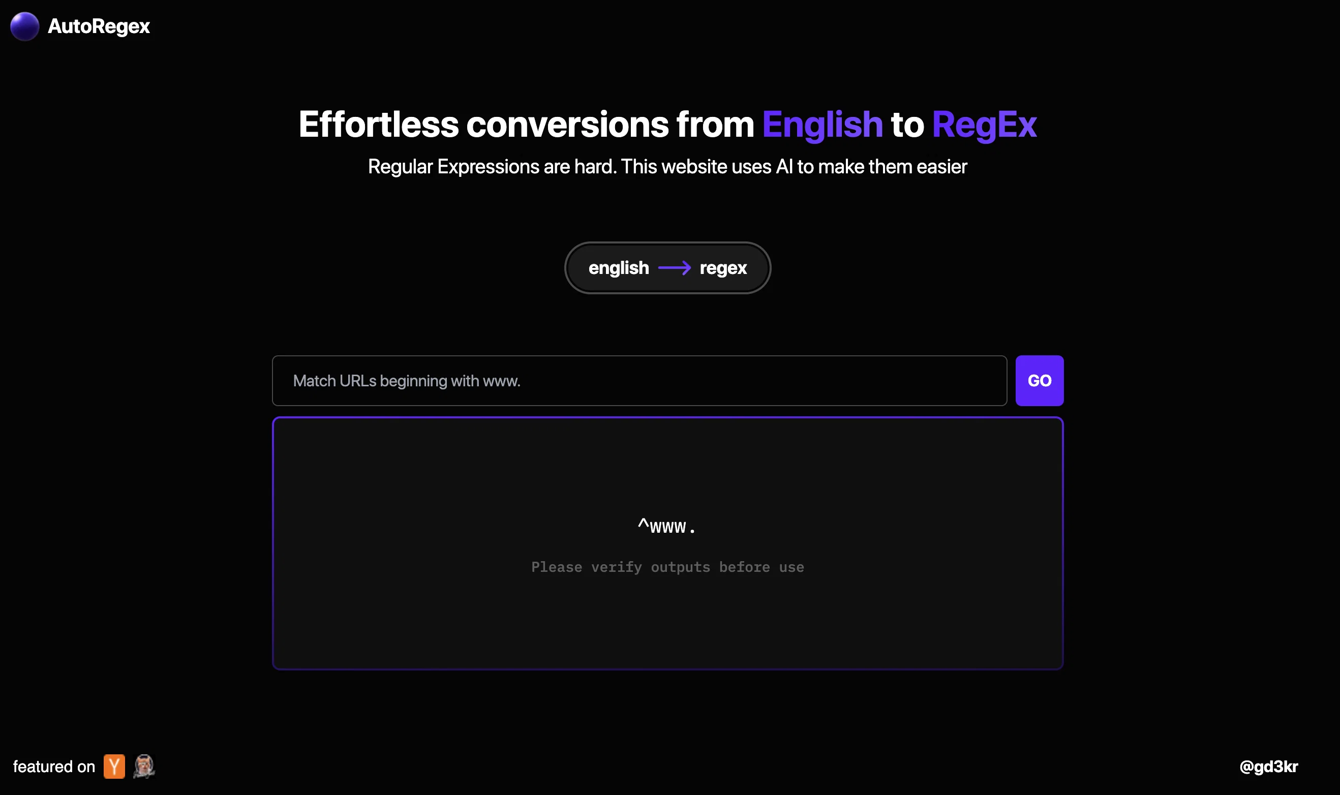 AutoRegex website