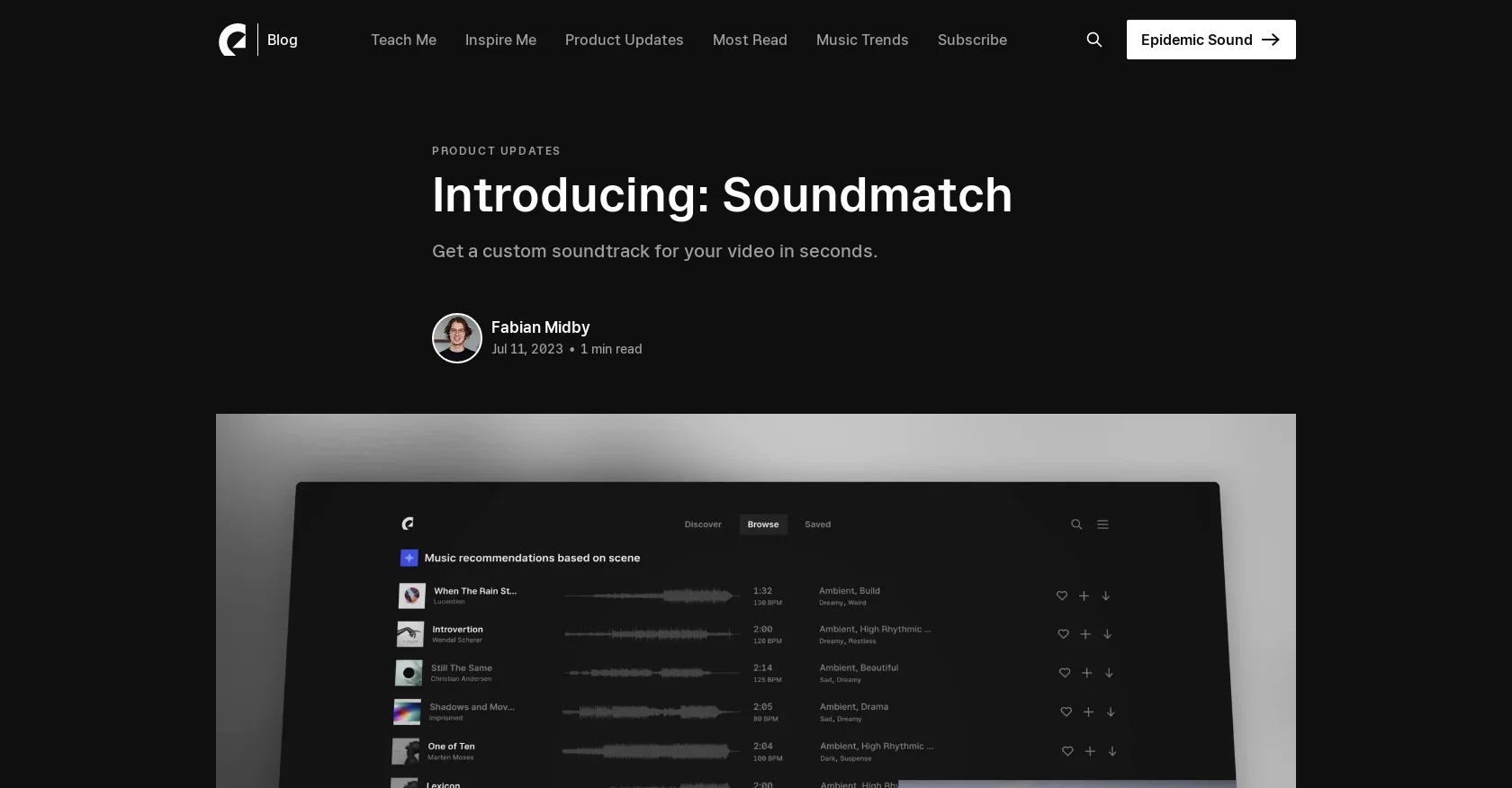 Epidemic Sound website