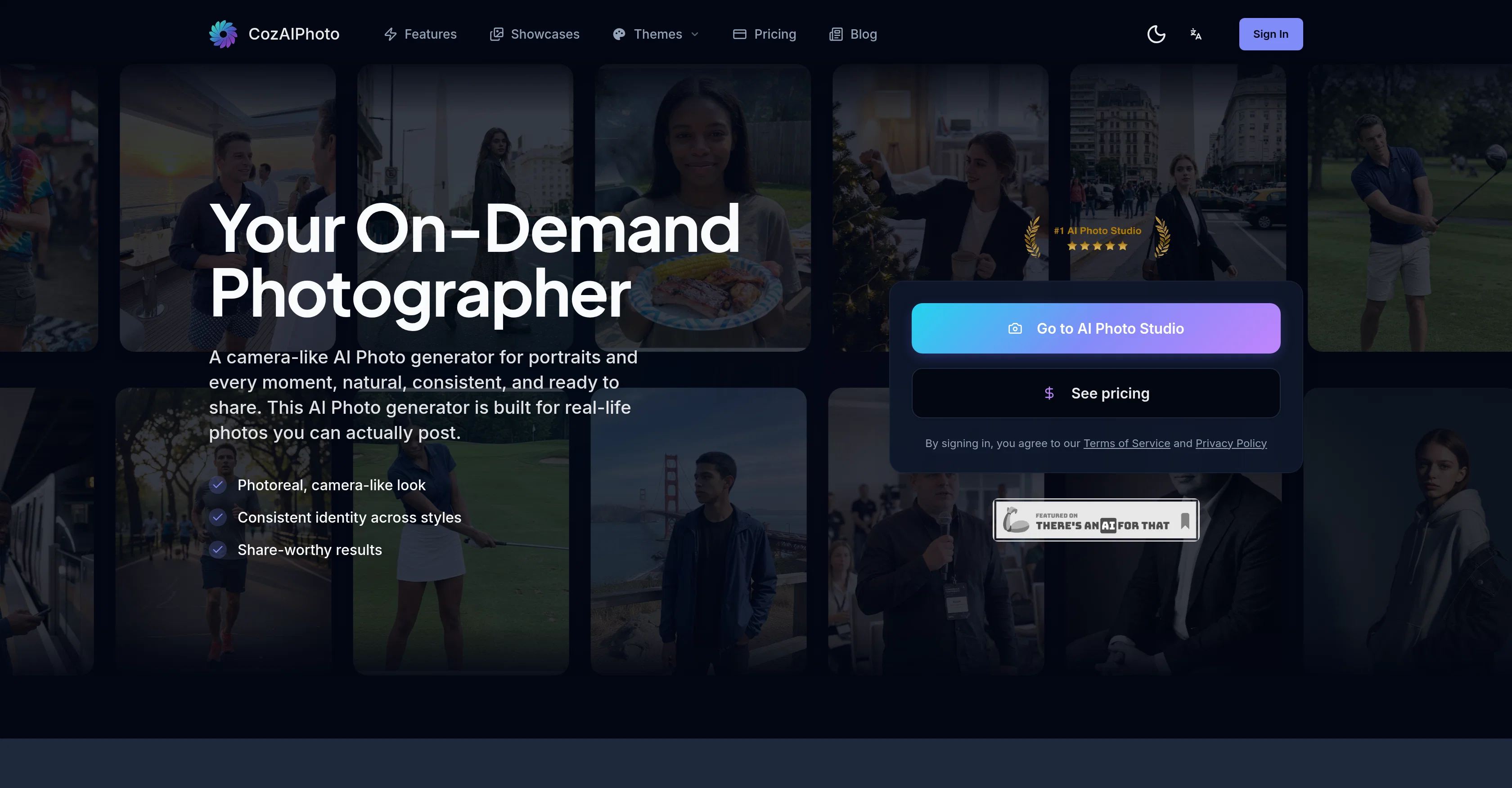 CozAIPhoto website