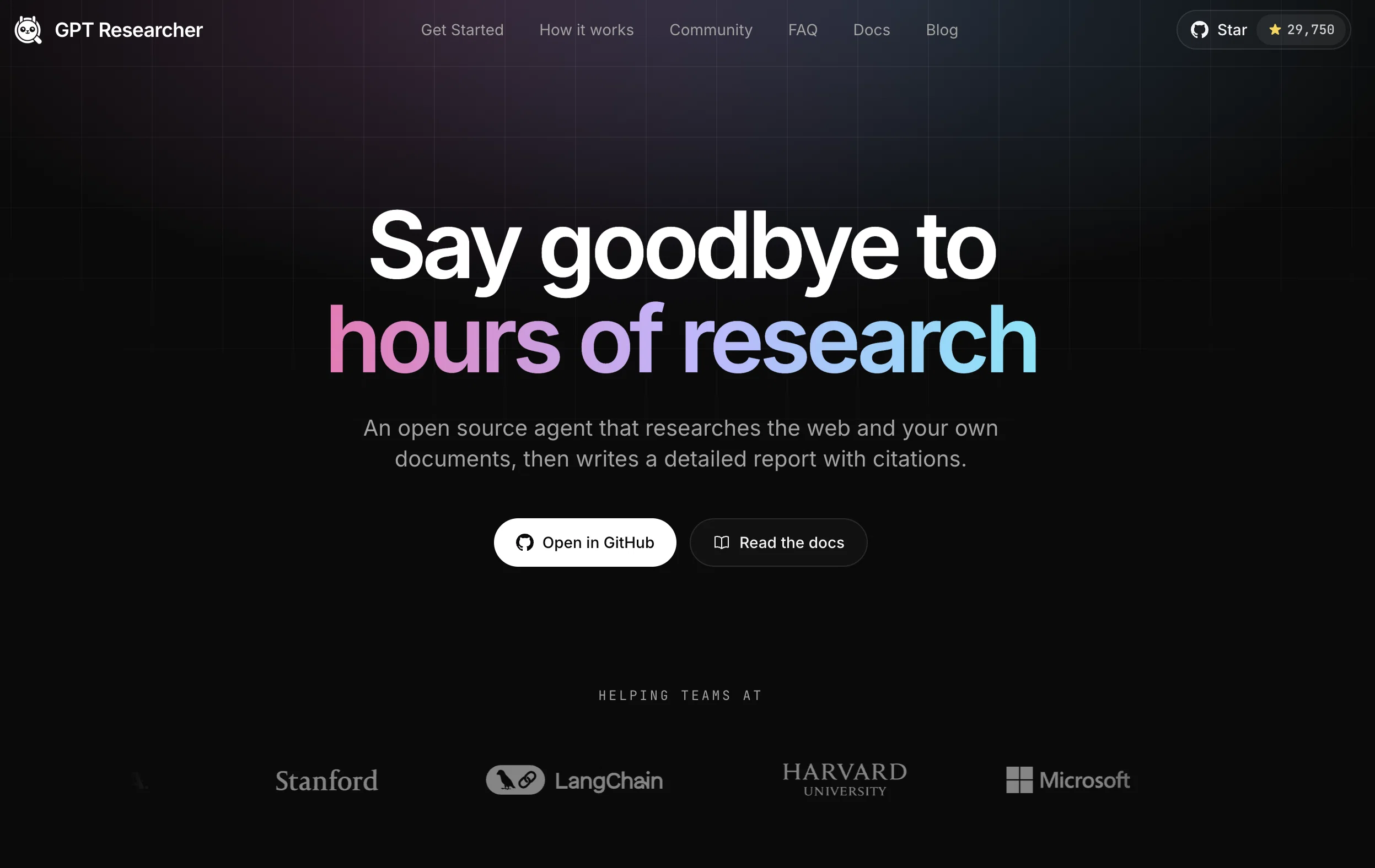 GPT Researcher website
