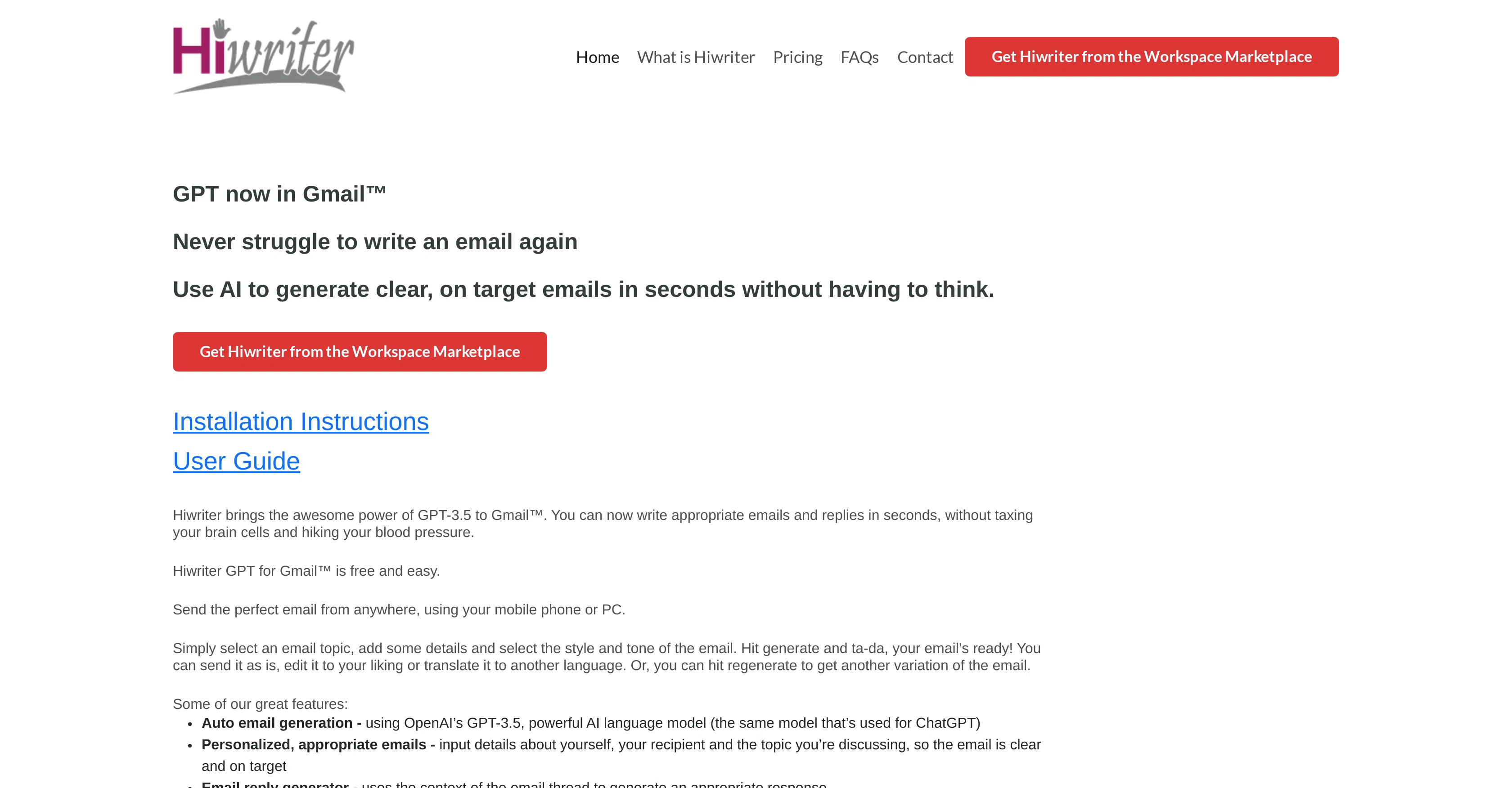 Hiwriter  website